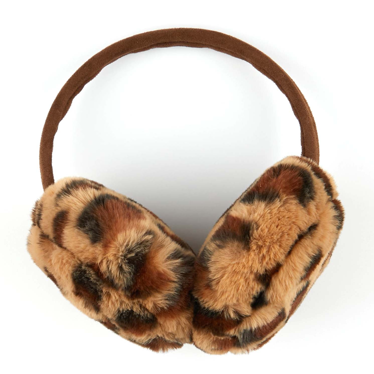 Faux Fur Leopard Print Earmuffs – Adjustable Cozy Winter Ear Warmers (One Size)