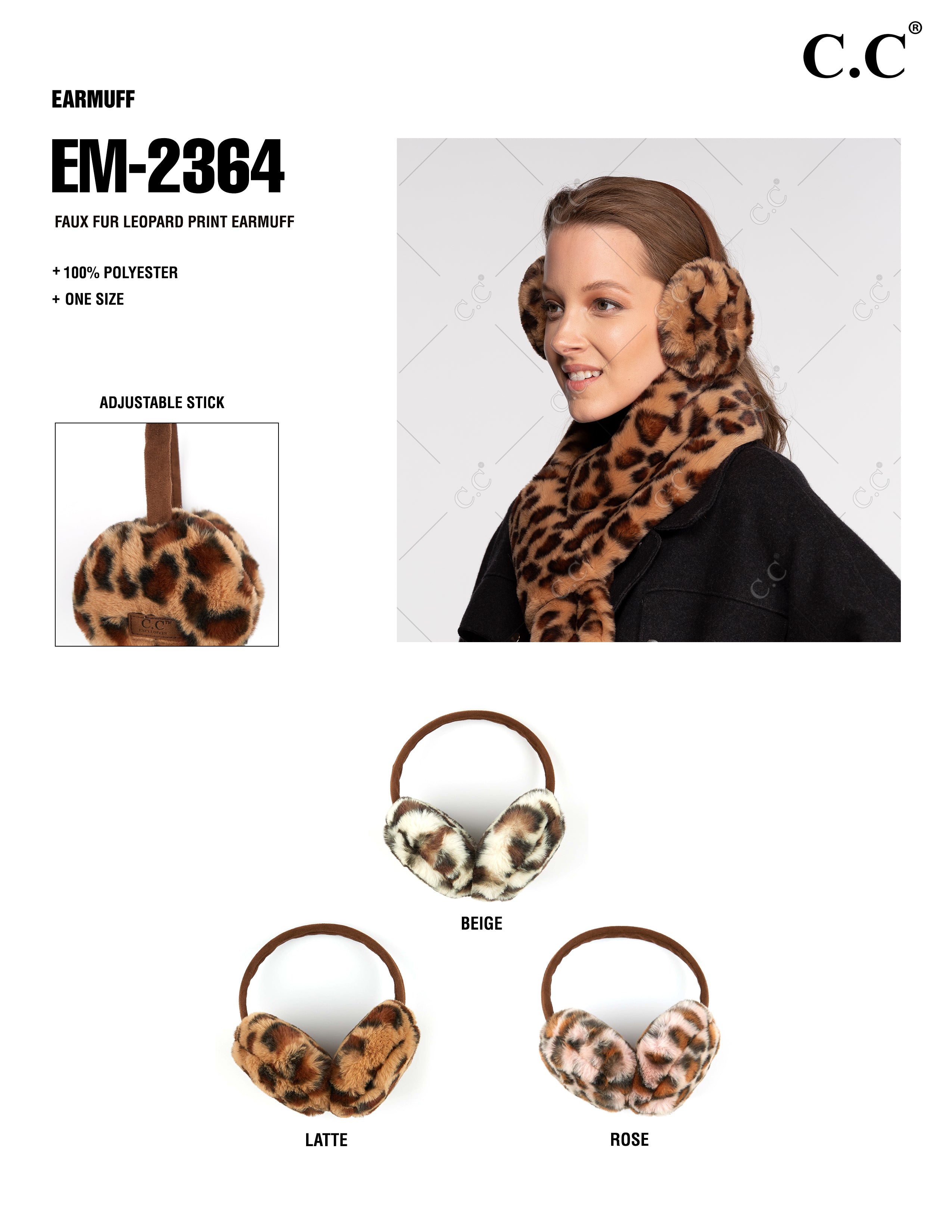 Faux Fur Leopard Print Earmuffs – Adjustable Cozy Winter Ear Warmers (One Size)