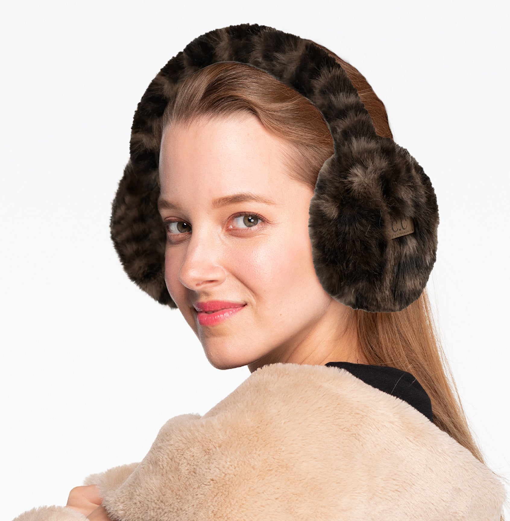 Leopard Faux Fur Earmuffs for Women | Warm Winter Ear Warmers