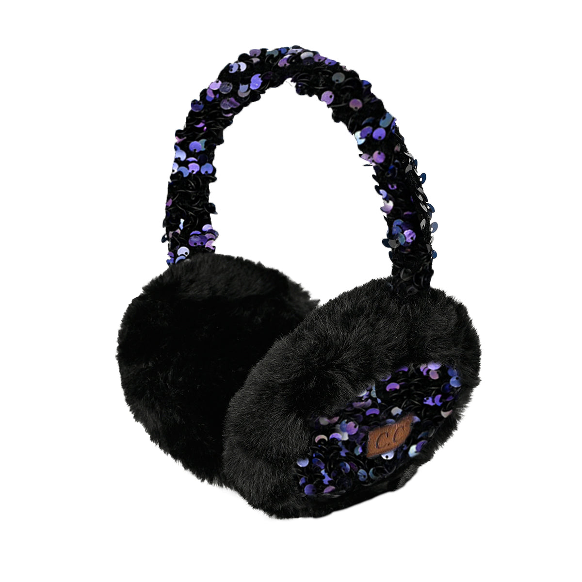 Faux Fur Sequin Earmuffs – Adjustable Winter Ear Warmers for Women