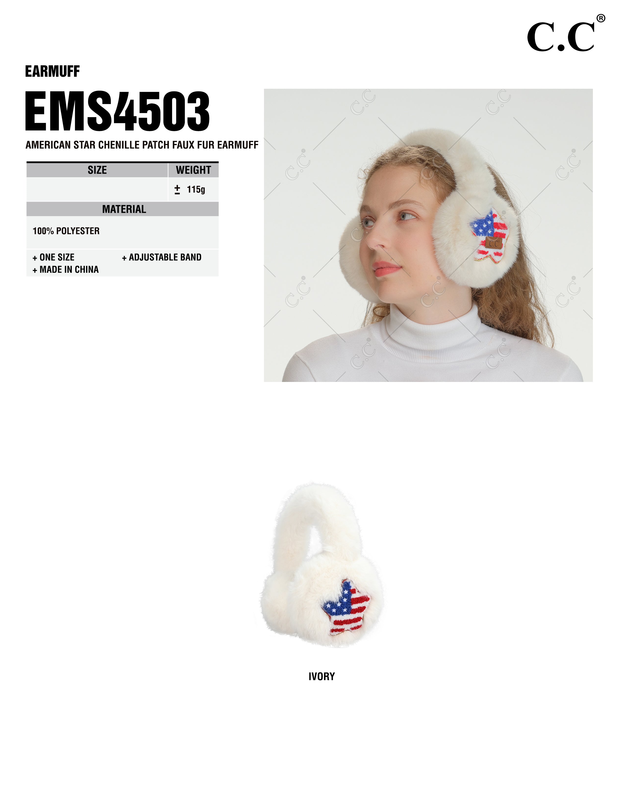 American Star Faux Fur Earmuffs – Adjustable Winter Ear Warmers