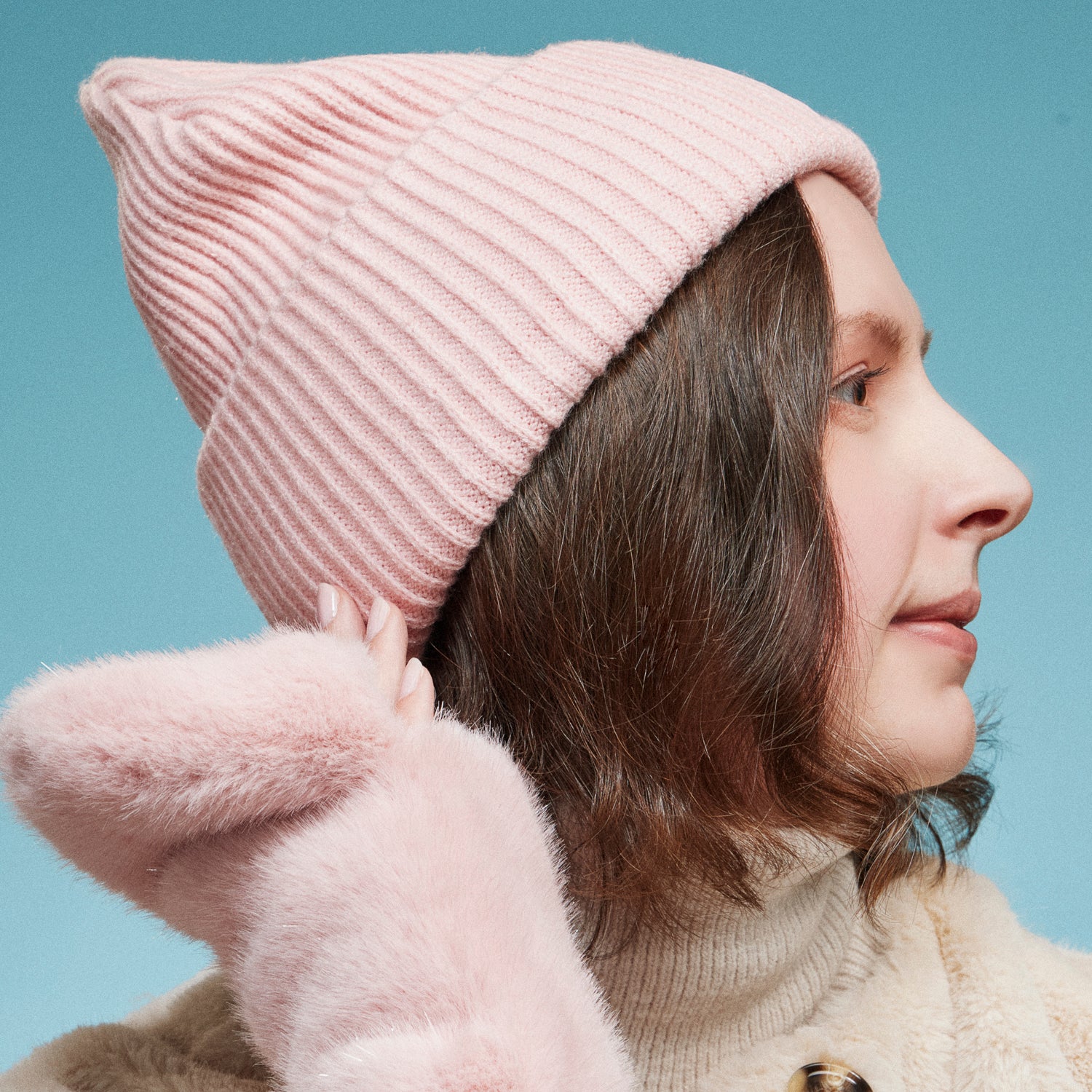 Solid Ribbed Knit Beanie Hat with Rubber Patch – Soft Stretchy Winter Beanie