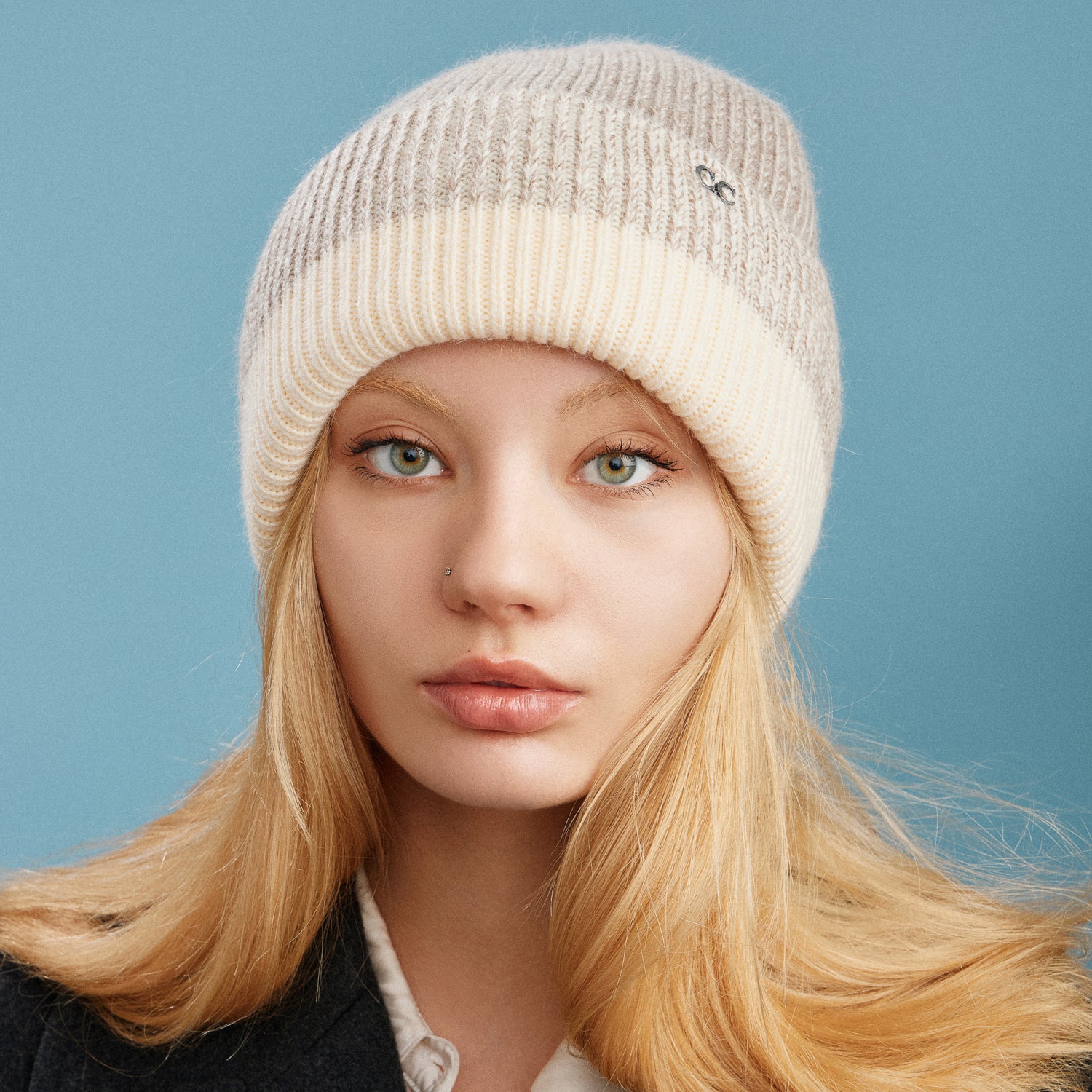 Two-Tone Heather Stripe Cuff Beanie