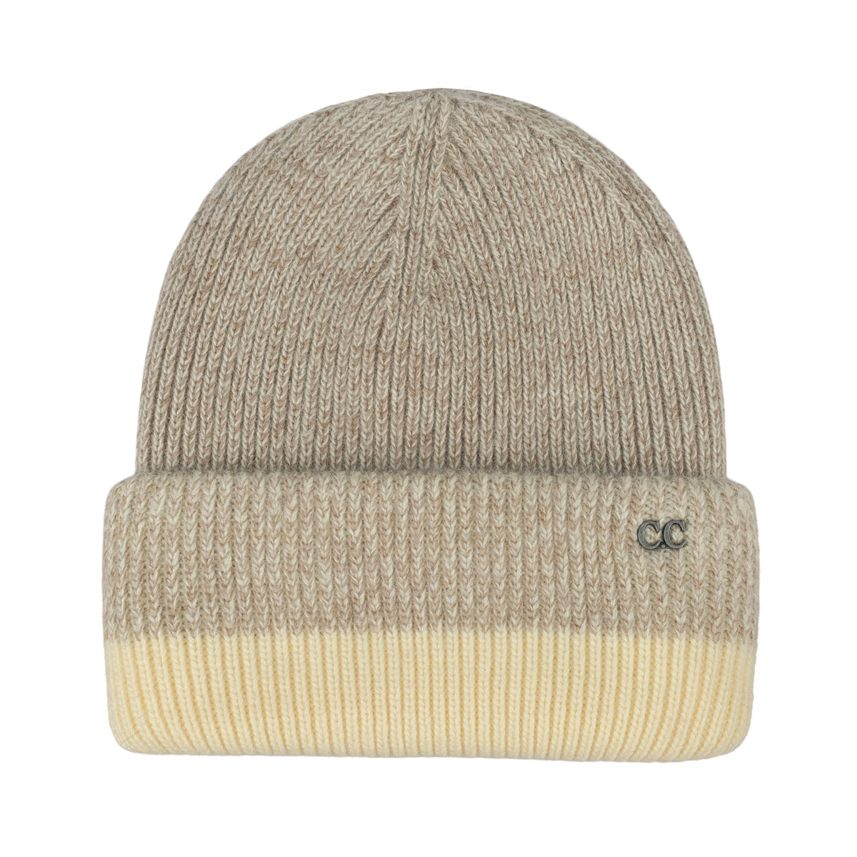 Two-Tone Heather Stripe Cuff Beanie