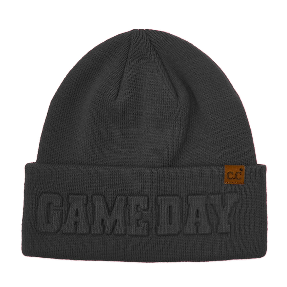 Game Day Embossed Cuff Beanie – Soft Knit Winter Hat