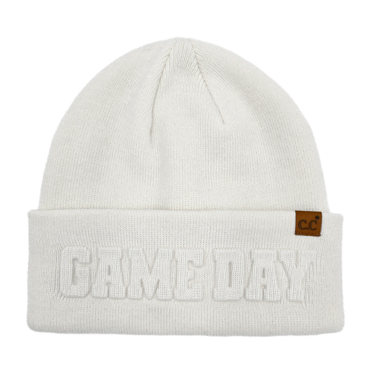 Game Day Embossed Cuff Beanie – Soft Knit Winter Hat