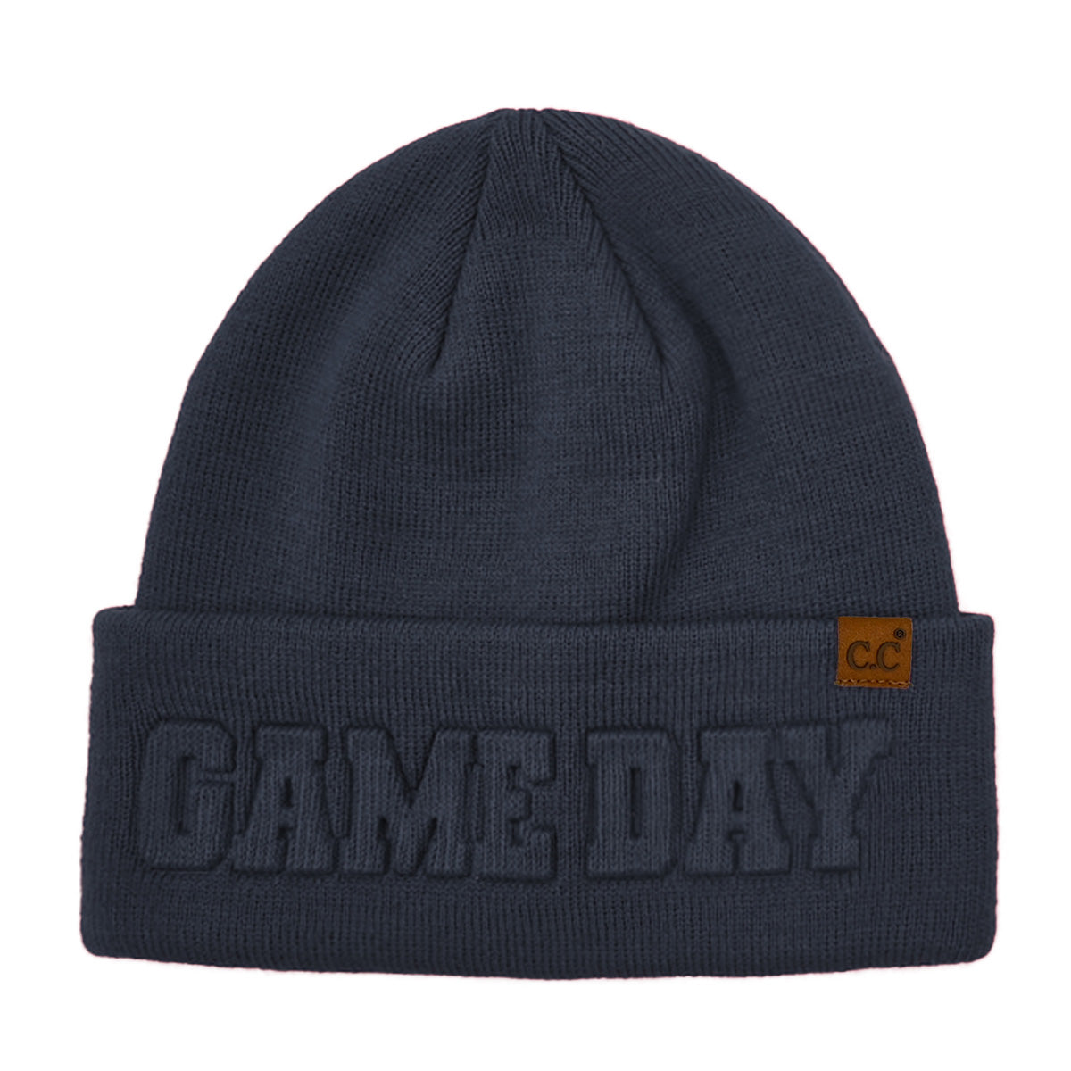 Game Day Embossed Cuff Beanie – Soft Knit Winter Hat