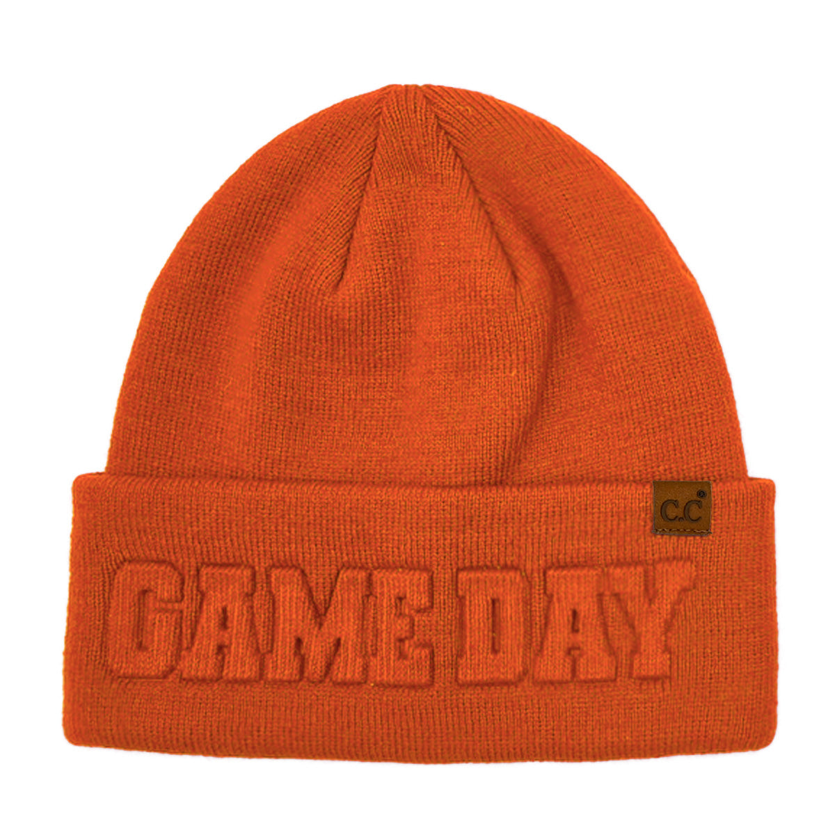 Game Day Embossed Cuff Beanie – Soft Knit Winter Hat