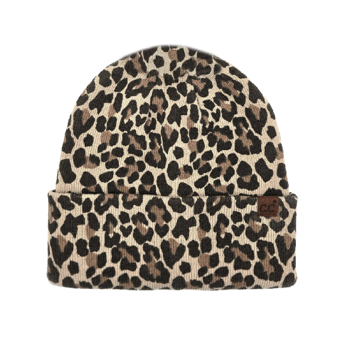 Leopard Print Knit Beanie – Cuffed Beanie Hat