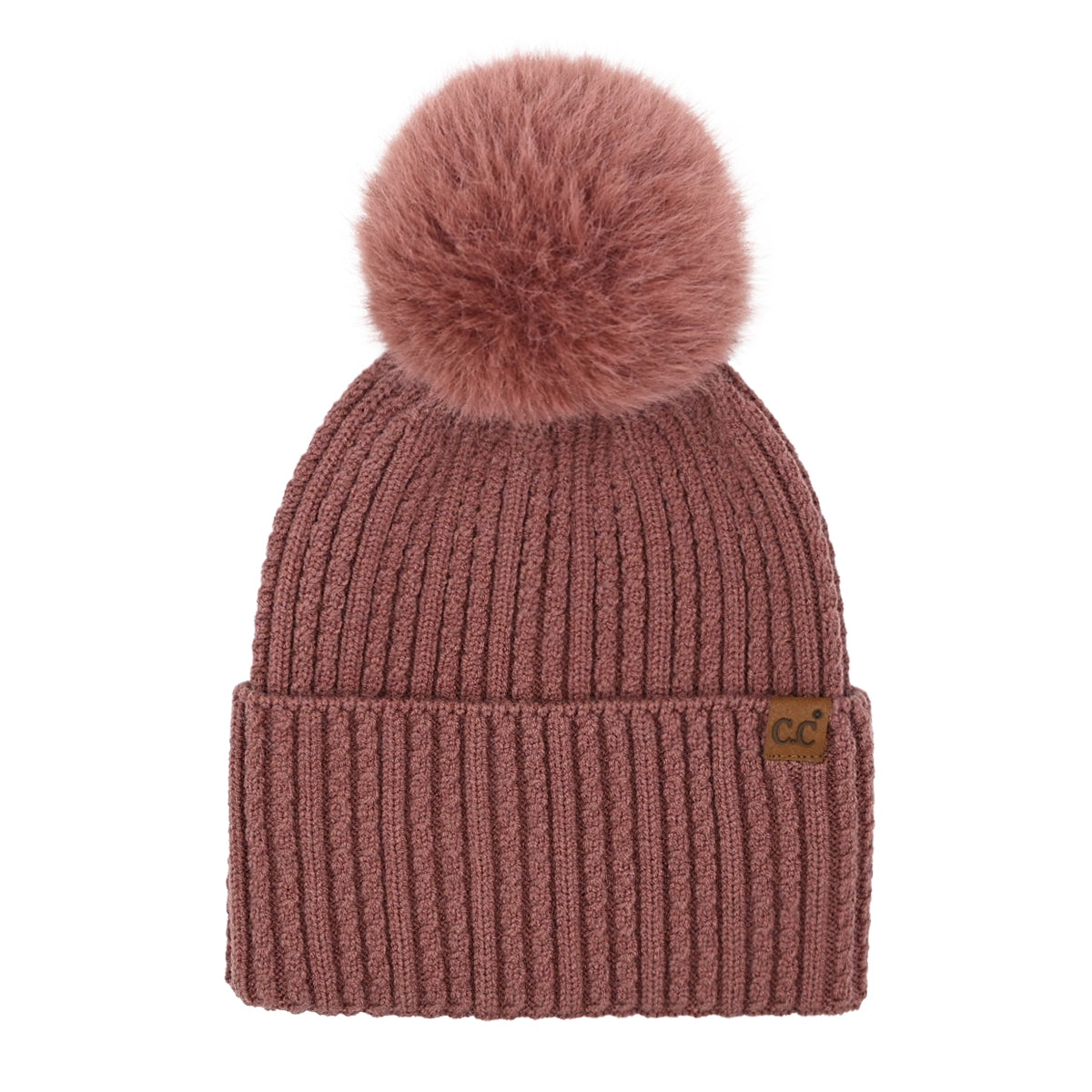 Cable Knit Pom Beanie – Ribbed Cuff Beanie with Pom