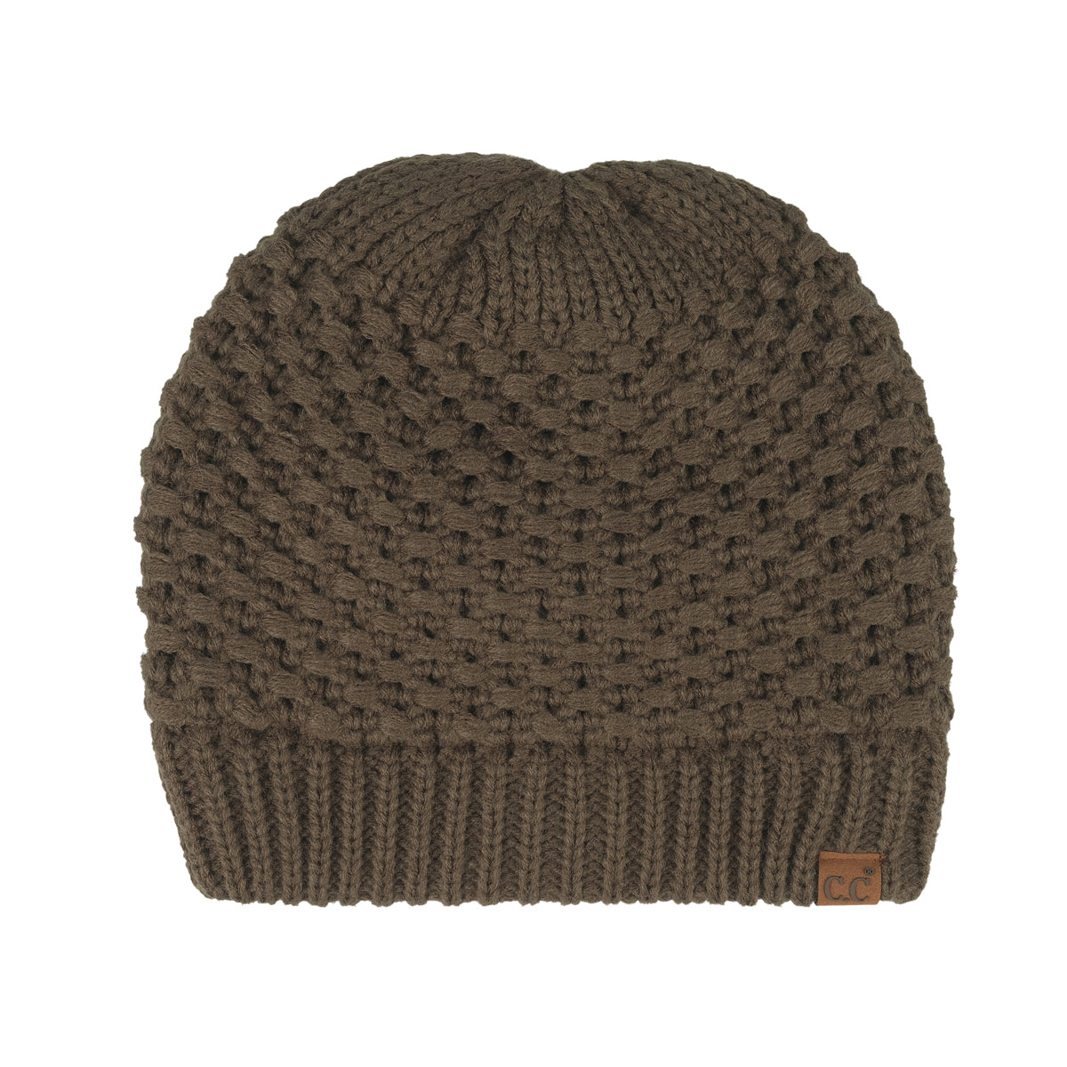Cross Cell Stitch Knit Beanie with Satin Lining