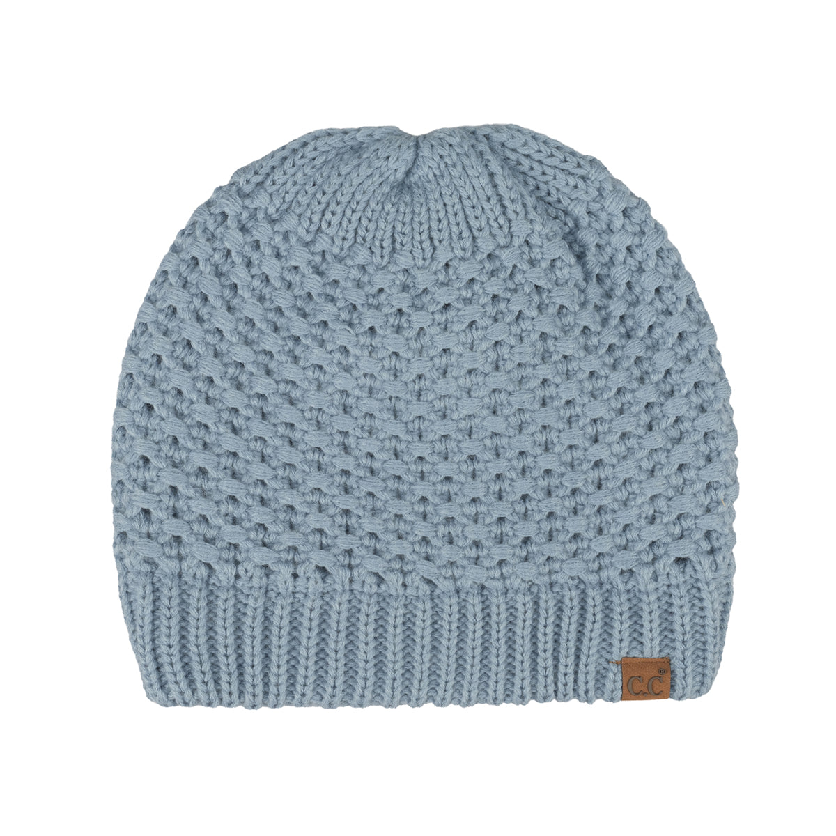 Cross Cell Stitch Knit Beanie with Satin Lining