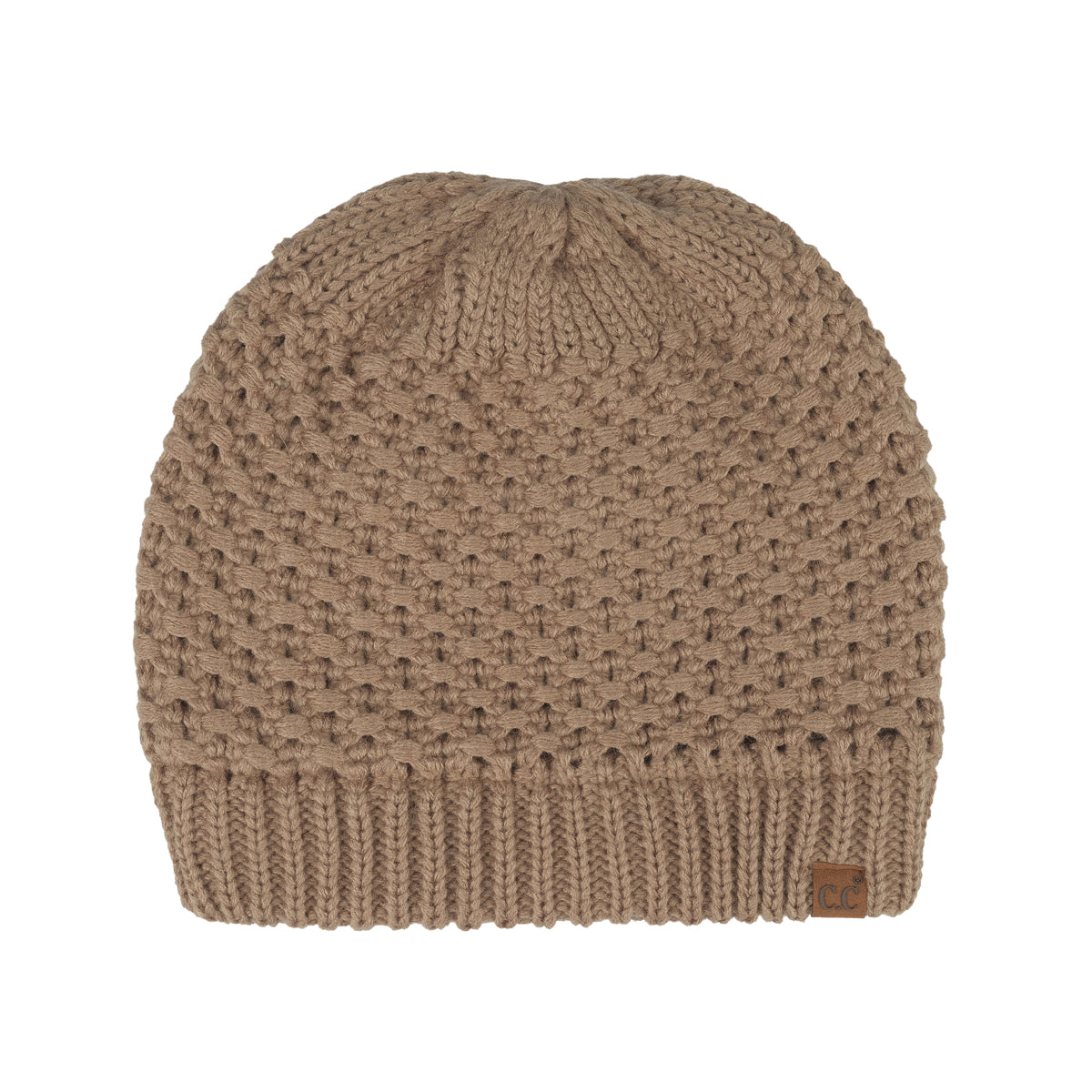 Cross Cell Stitch Knit Beanie with Satin Lining
