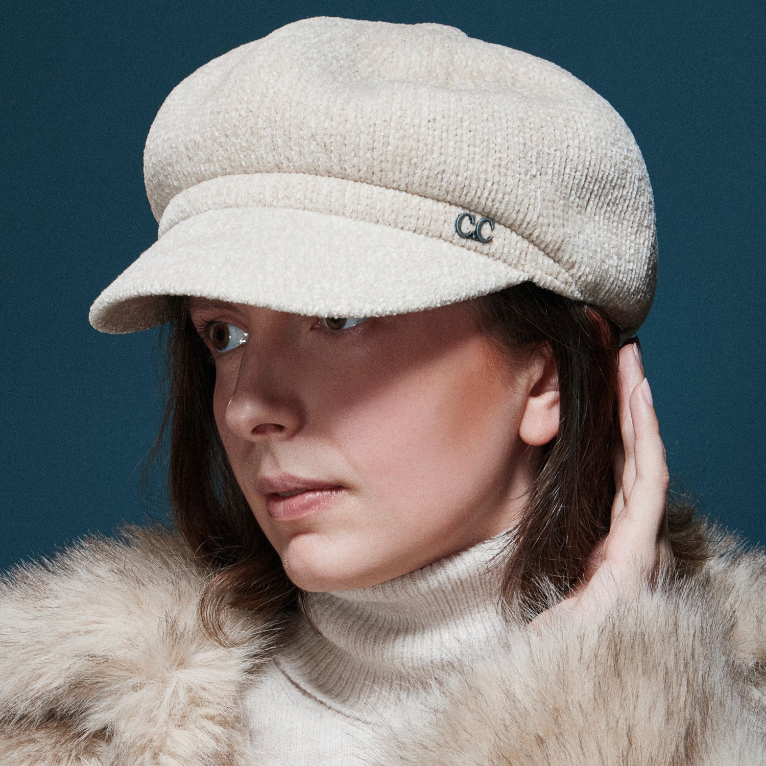 Knit Newsboy Cap with Soft Textured Finish