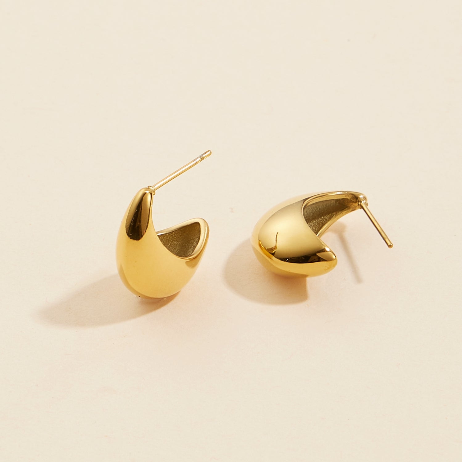 Refined Water Drop Gold Dip | Stainless Steel Earrings