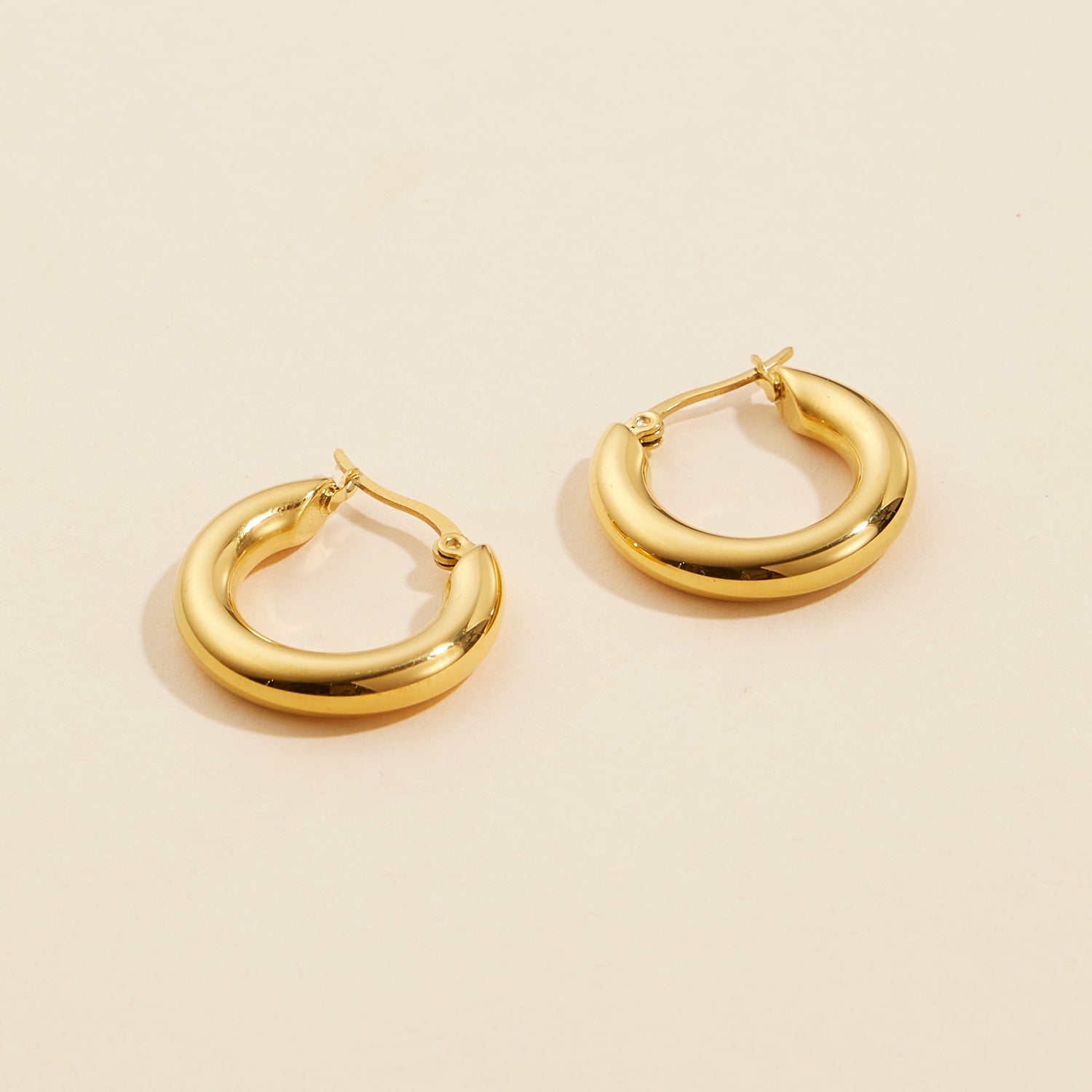 Elegant Gold Dip Stainless Steel Hoop Earrings| Refined 18K Finish