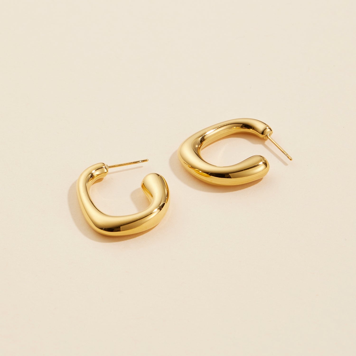 Elegant Gold Dip Stainless Steel Open Hoop Earrings – 18K Gold Finish, Hypoallergenic - Frem