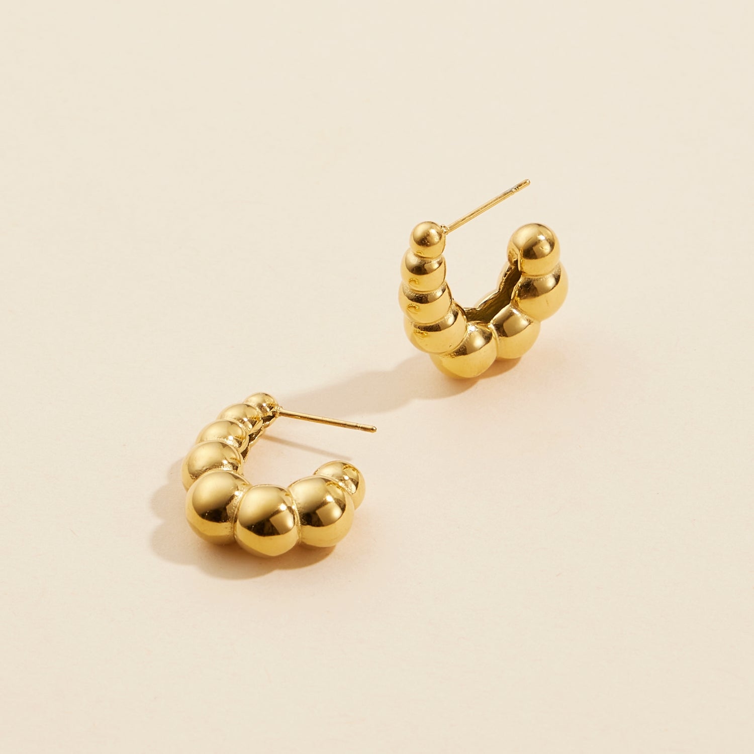 Elegant Gold Dip | Bubbled Stainless Steel Open Hoops