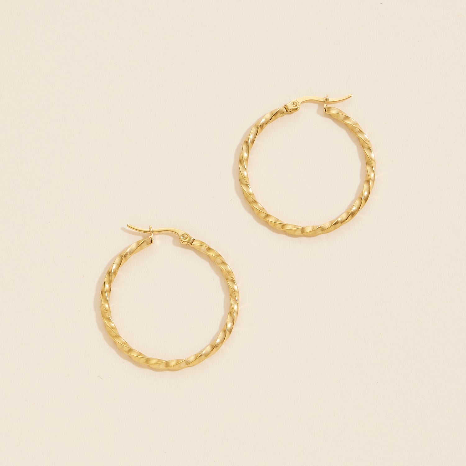 Twist-Detail Gold Dip | Stainless Steel Hoop Earrings