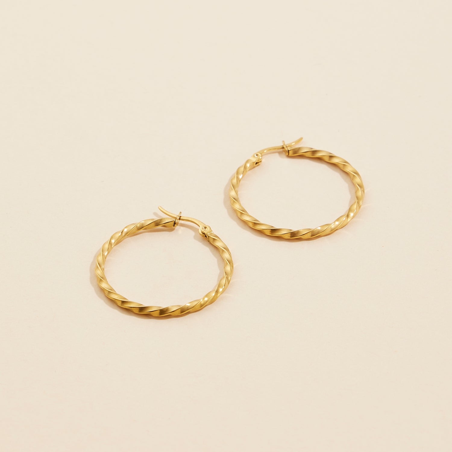 Twist-Detail Gold Dip | Stainless Steel Hoop Earrings