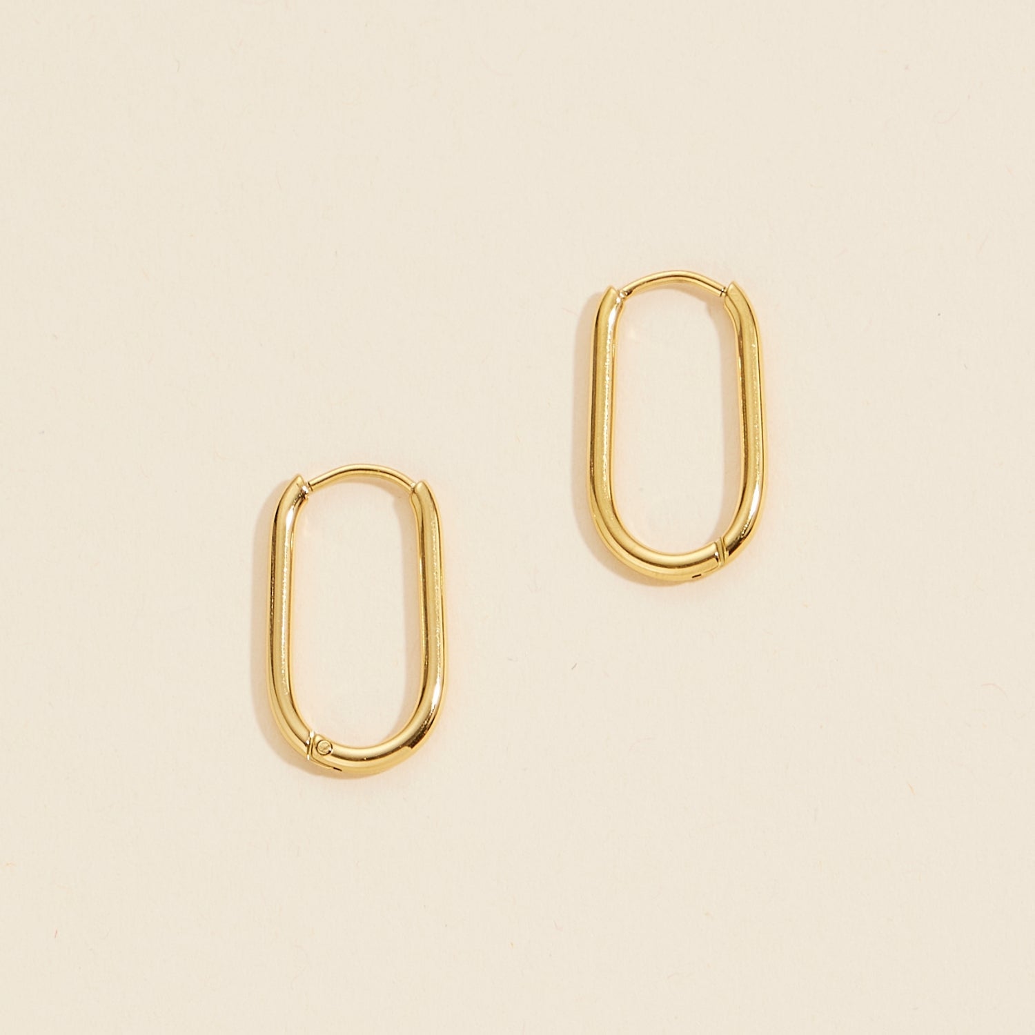 Gold Dip Stainless Steel Oval Hoop Earrings