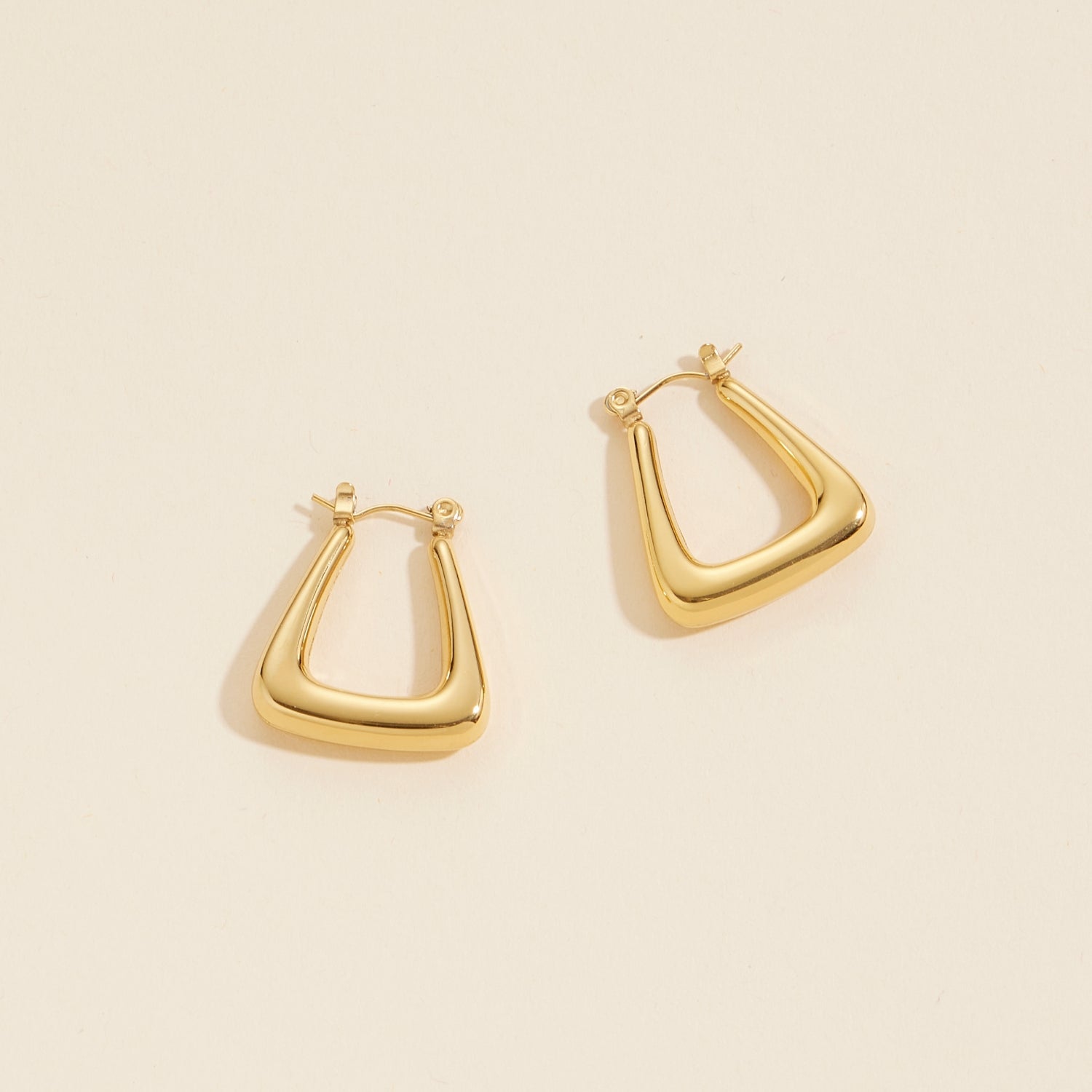 Geometric Gold-Finish Stainless Steel Hoop Earrings