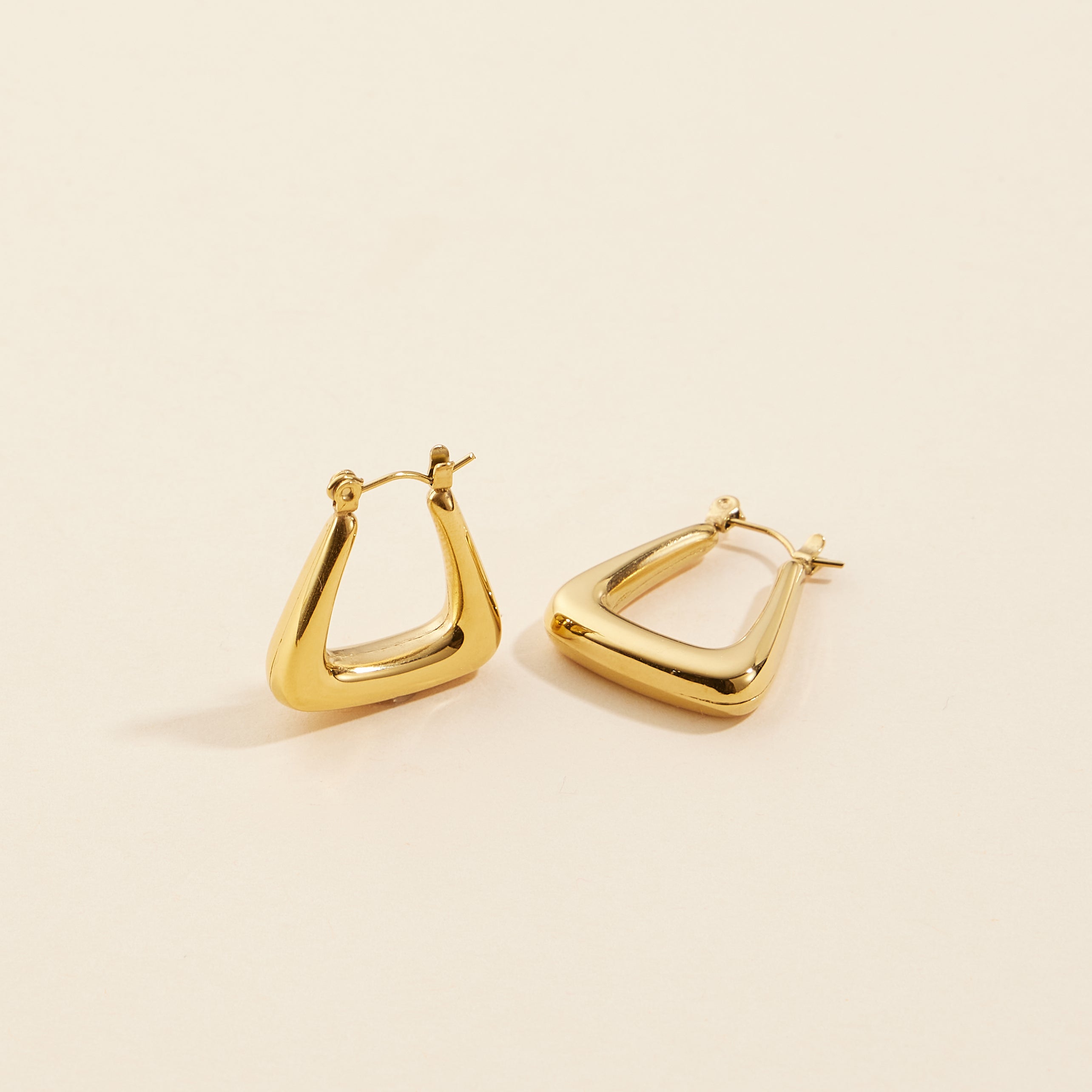 Geometric Gold-Finish Stainless Steel Hoop Earrings