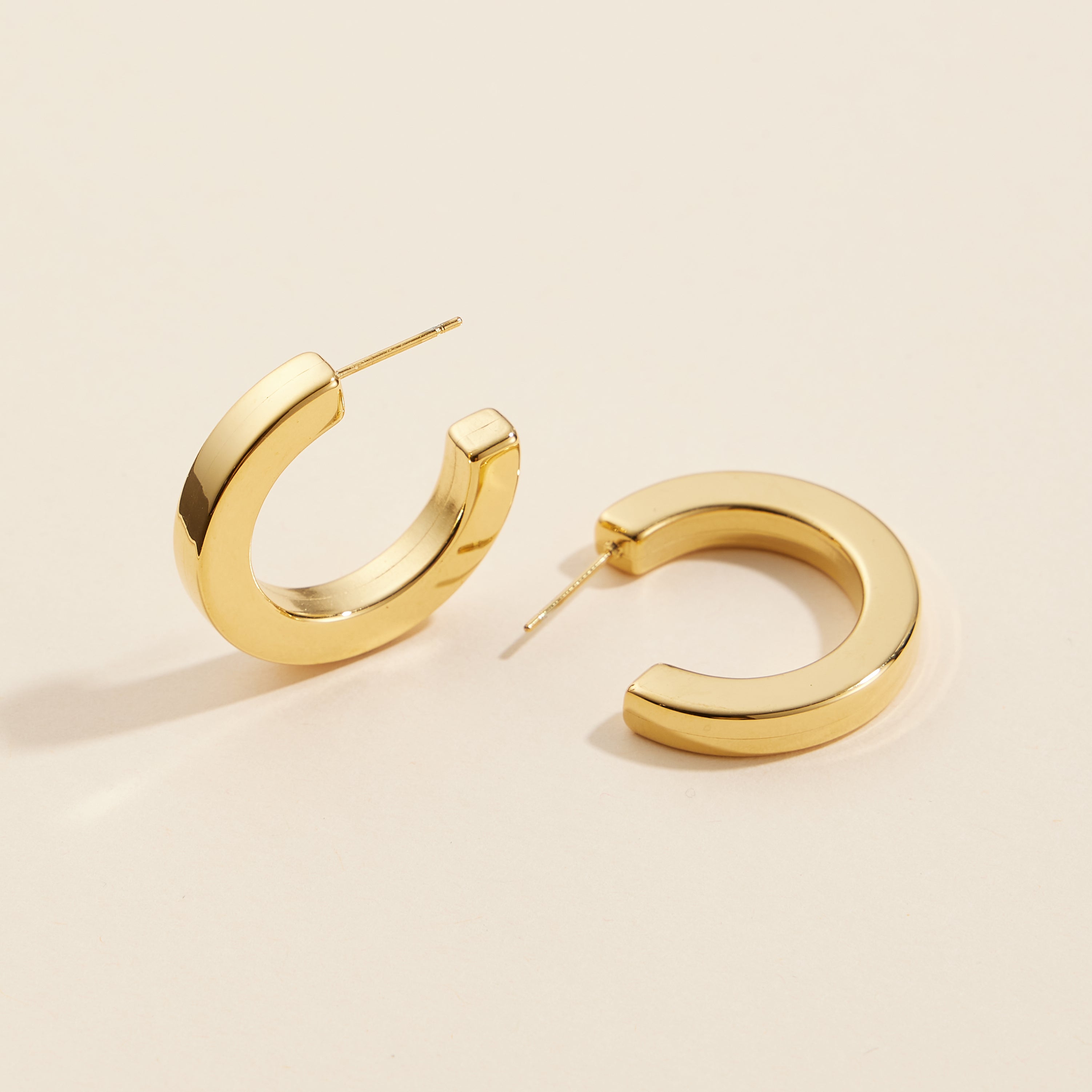 Gold-Dipped Stainless Steel Classic Open Hoop Earrings - Frem