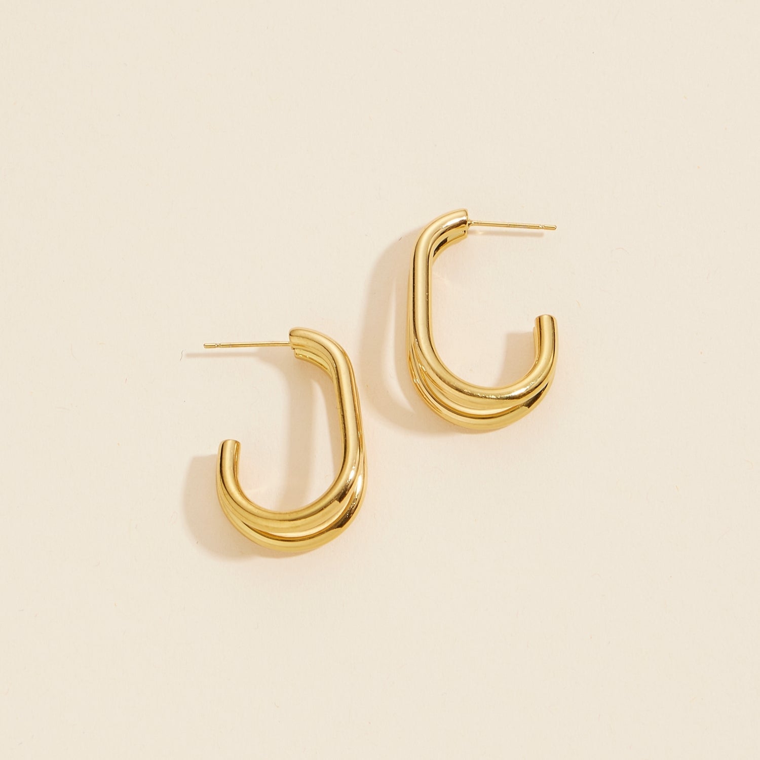 Elegant Layered Gold Dip Stainless Steel Hoop Earrings - Frem