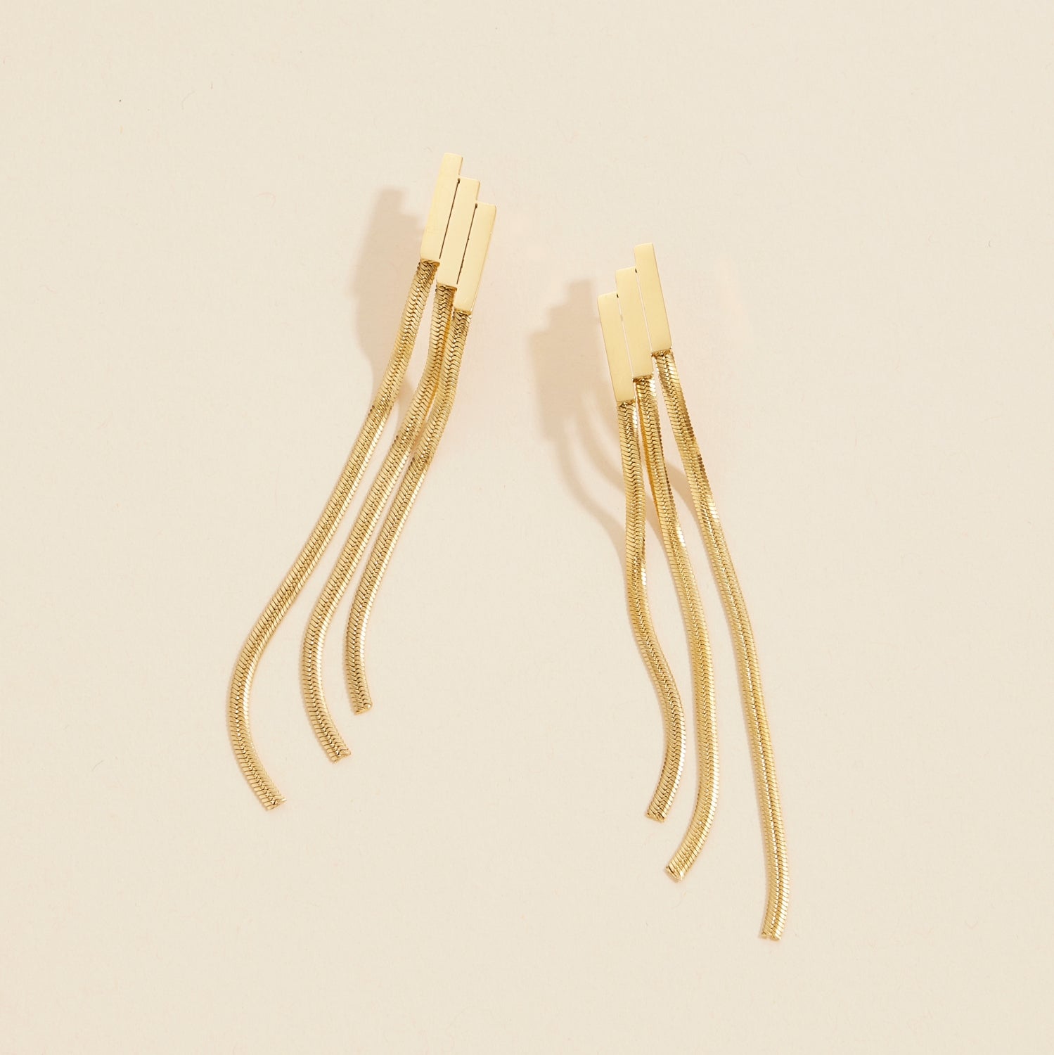 Gold-Dipped Stainless Steel Fringed Earrings - Frem