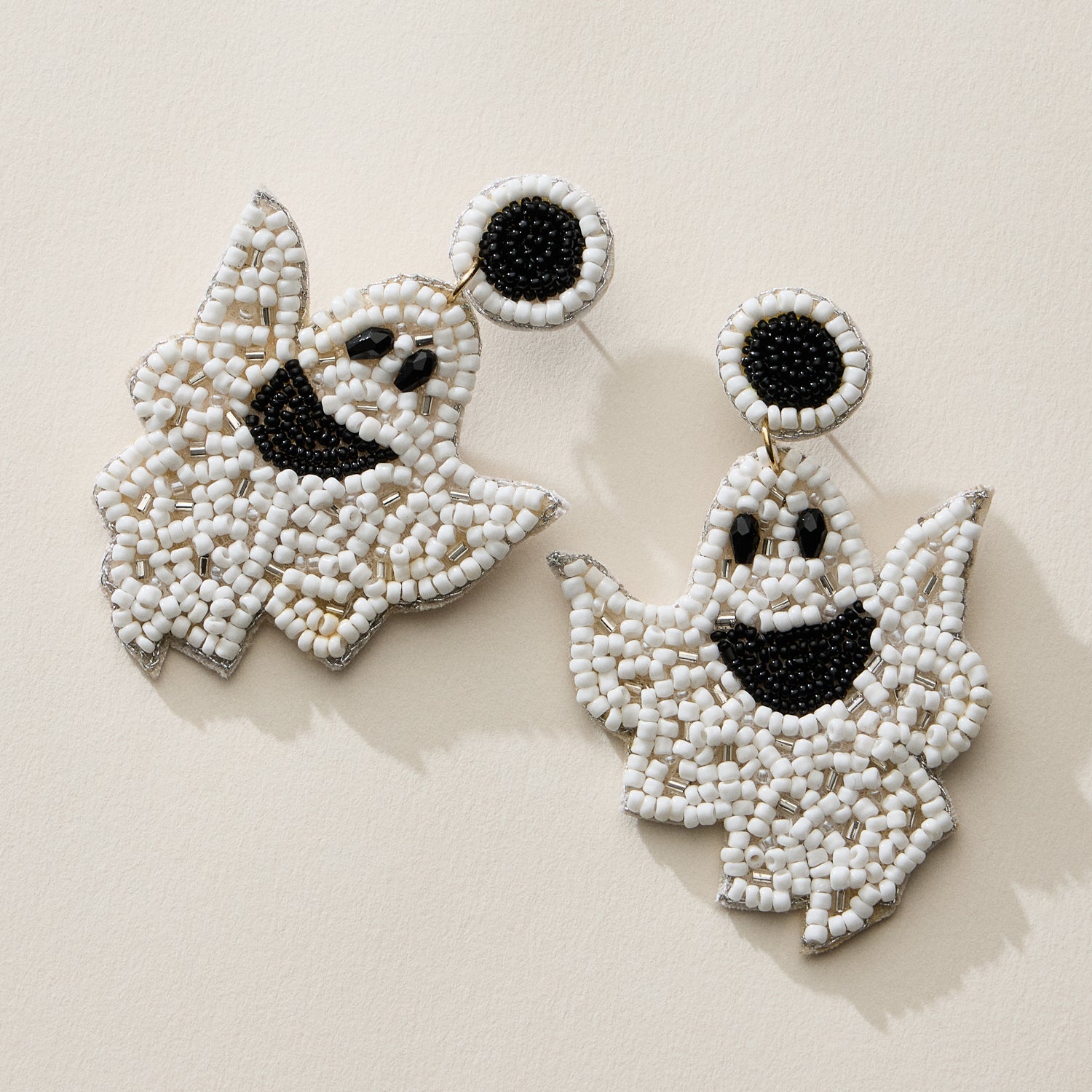 Beaded Ghost Drop Earrings for Halloween
