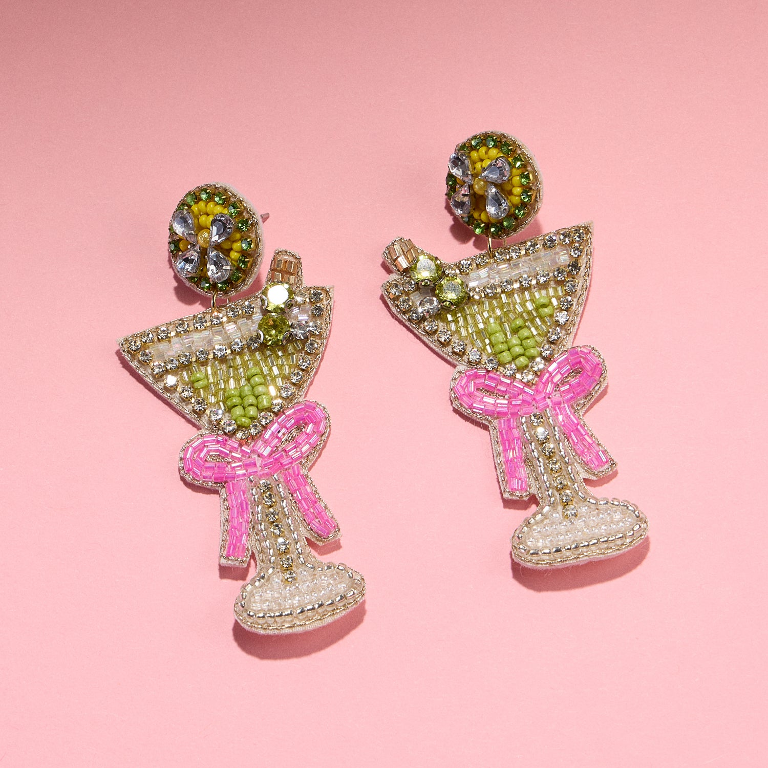 Beaded Martini Glass Earrings – Glam Statement Jewelry