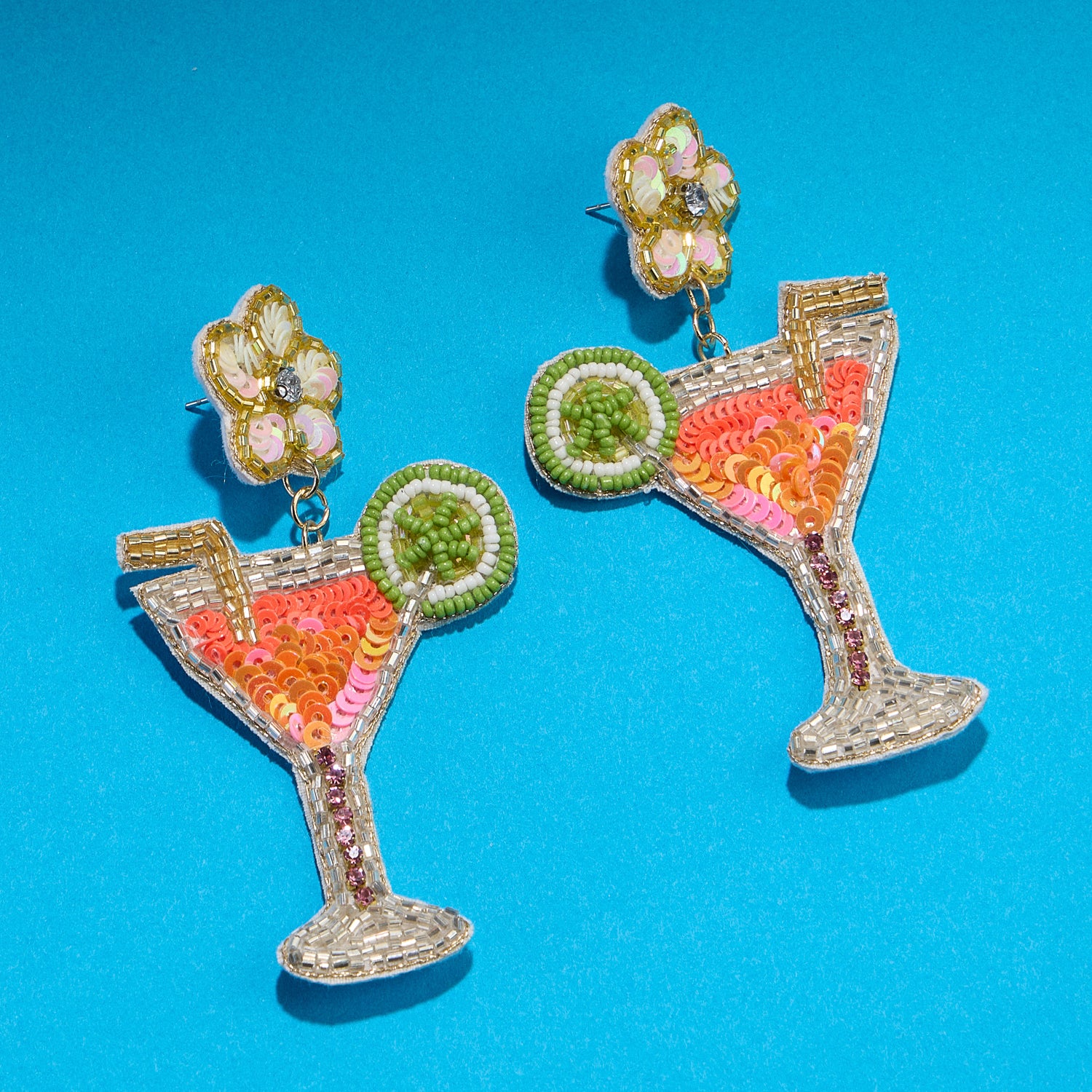 Beaded Martini Cocktail Earrings – Fun Statement Jewelry
