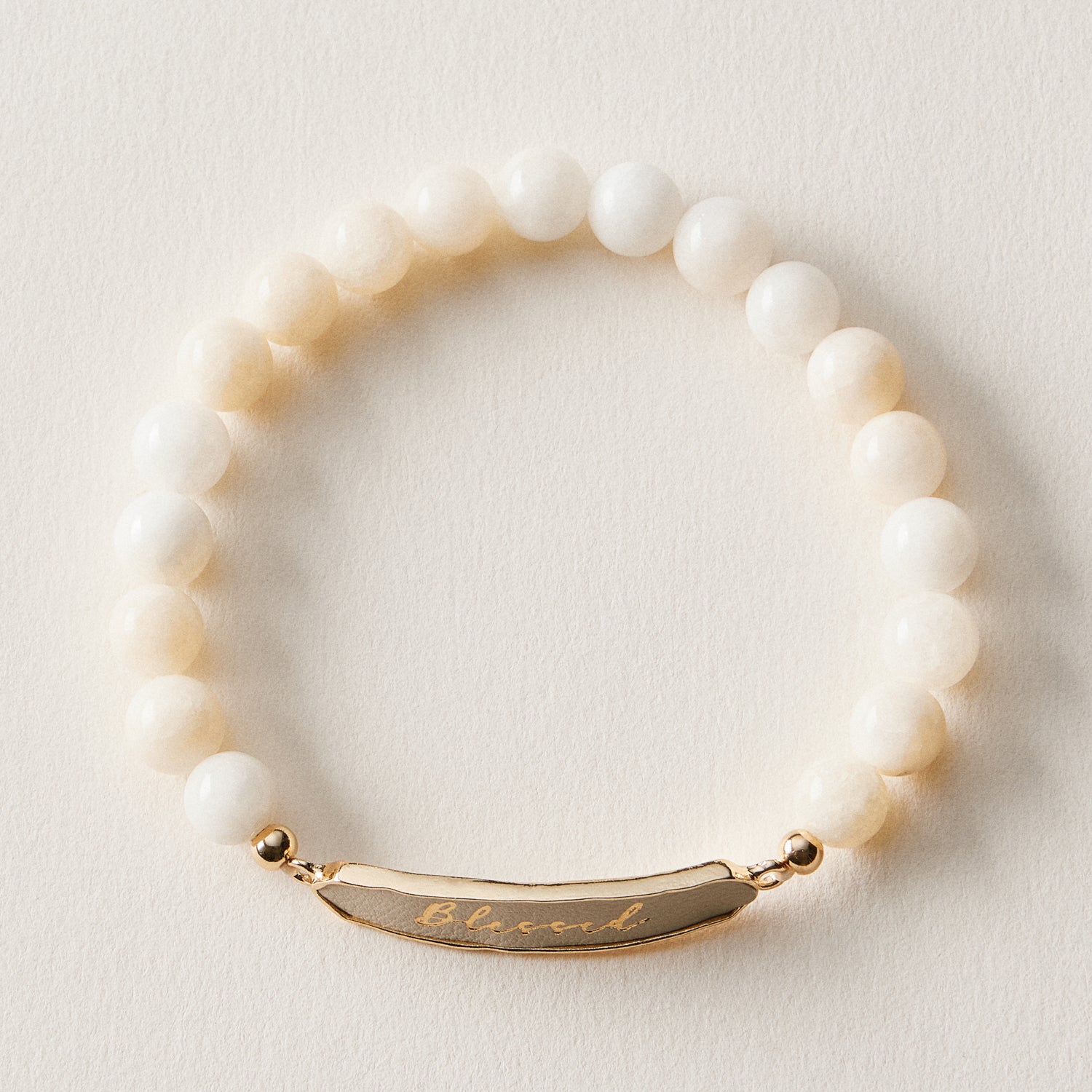 BLESSED Natural Stone Beaded Stretch Bracelet