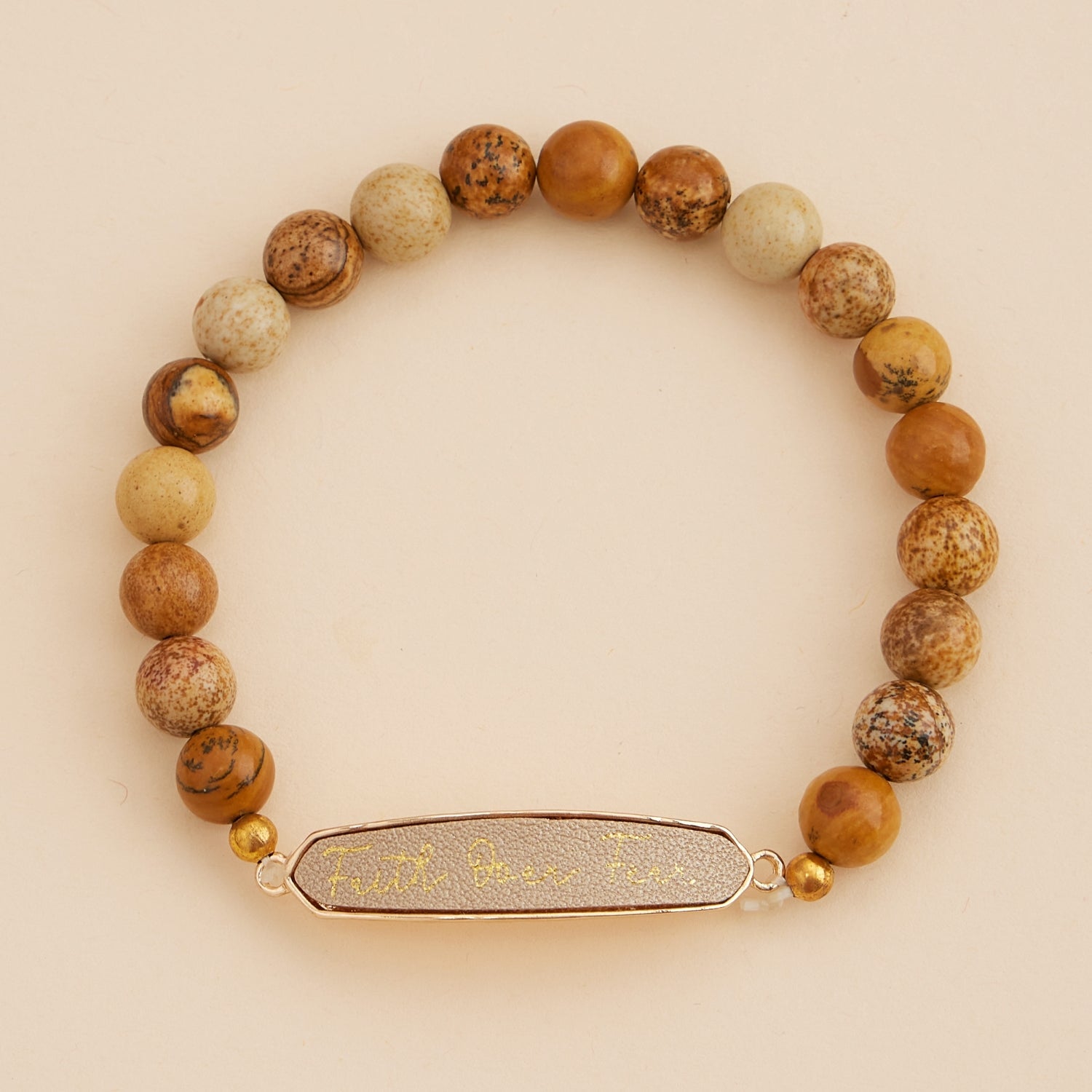 Faith Over Fear Natural Stone Beaded Bracelet