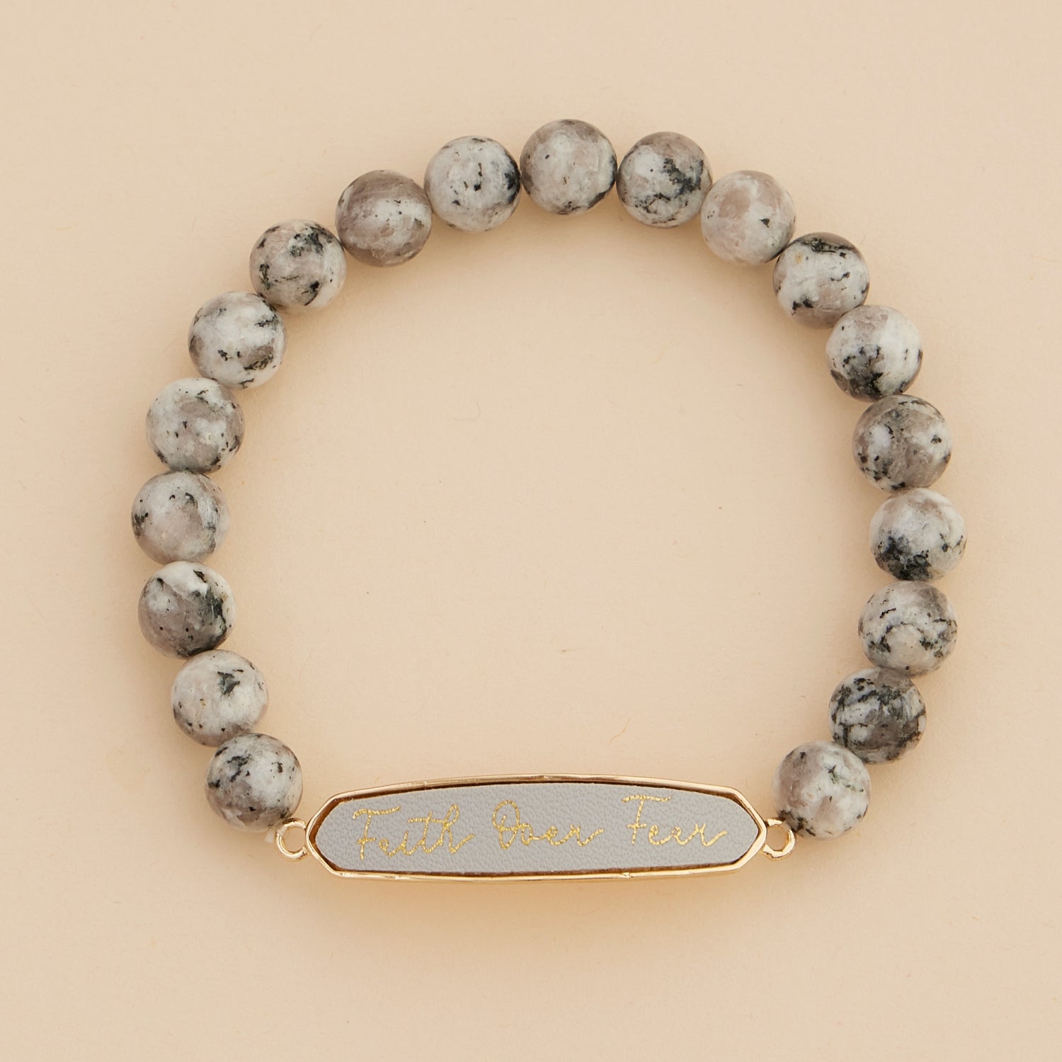 Faith Over Fear Natural Stone Beaded Bracelet