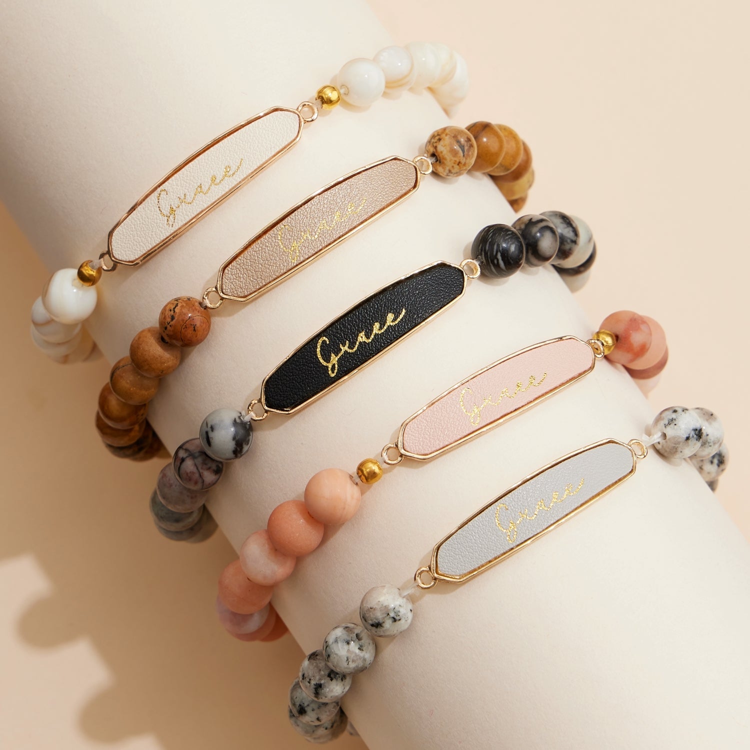 Grace Natural Stone Beaded Bracelet - Frem