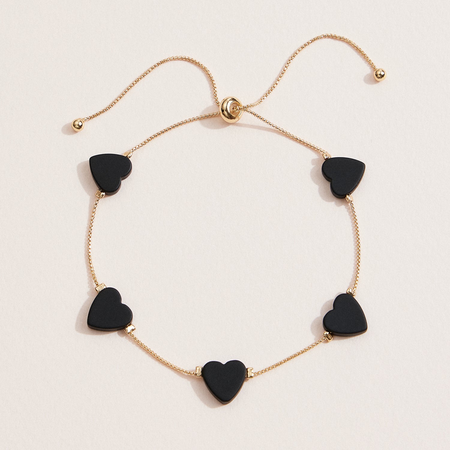 Gold Adjustable Heart Charm Chain Bracelet