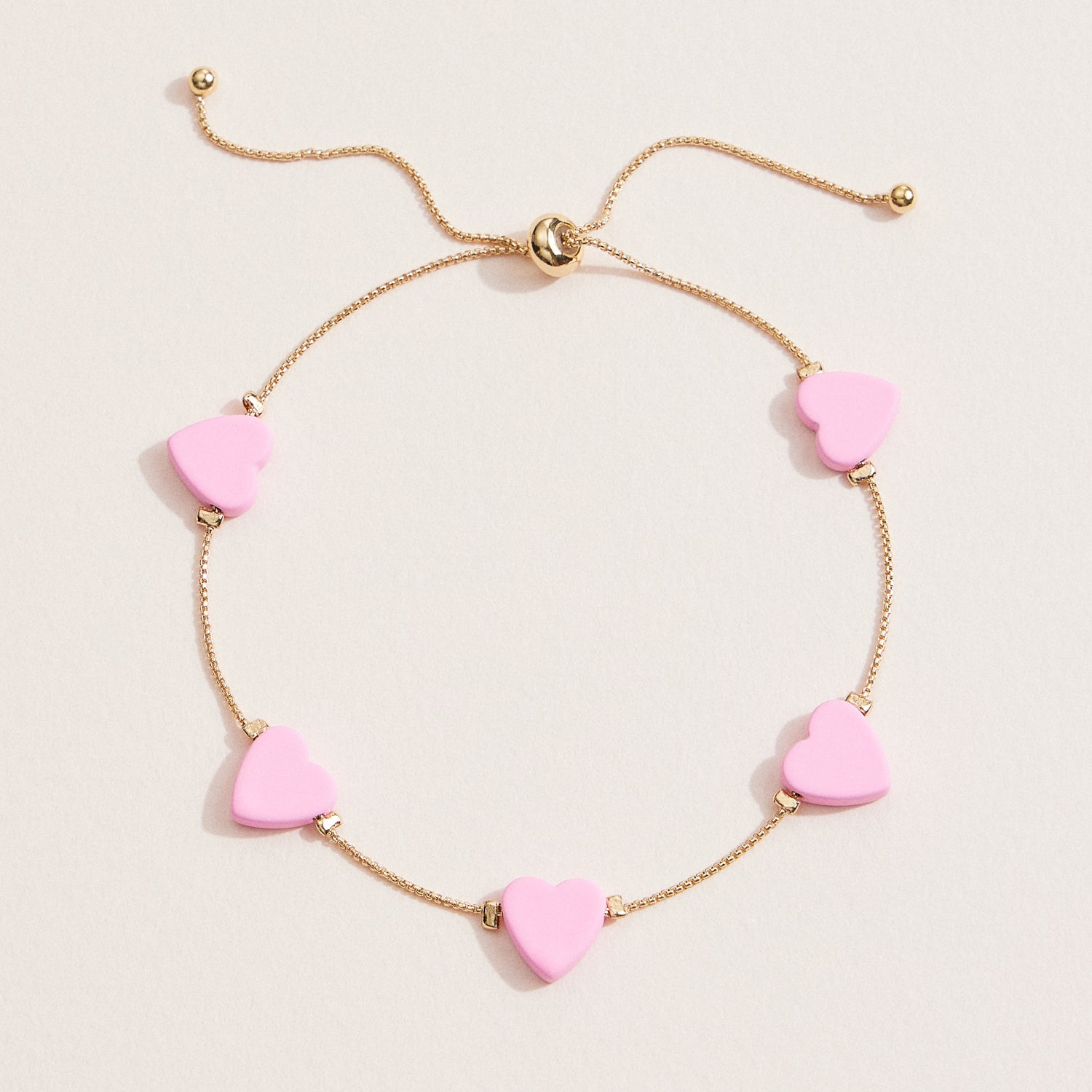 Gold Adjustable Heart Charm Chain Bracelet