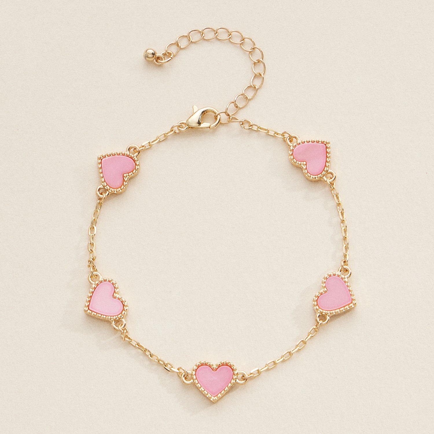 Elegant Gold Heart Charm Bracelets with Vibrant Enamel