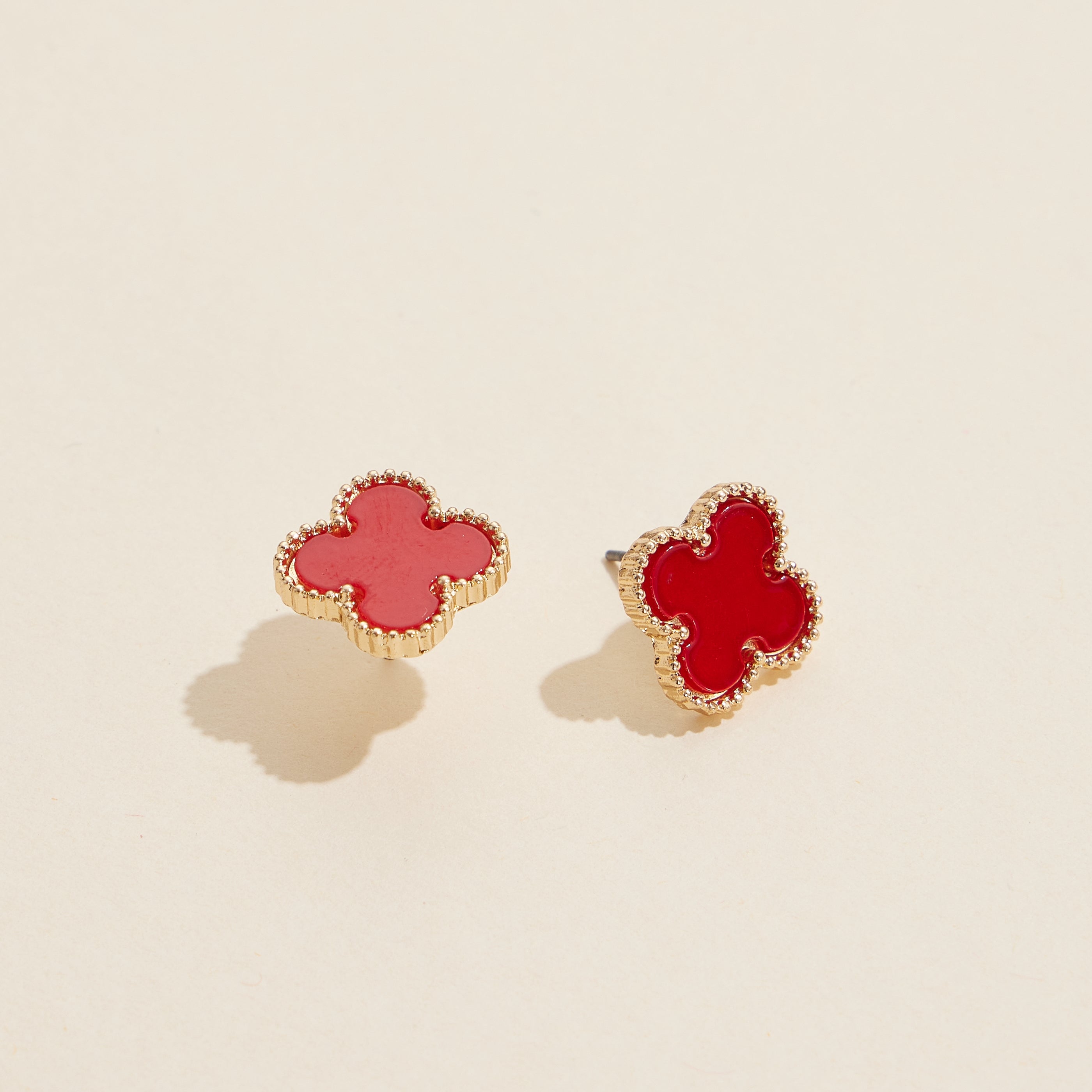 Gold Beaded Shell Inlay Stud Earrings