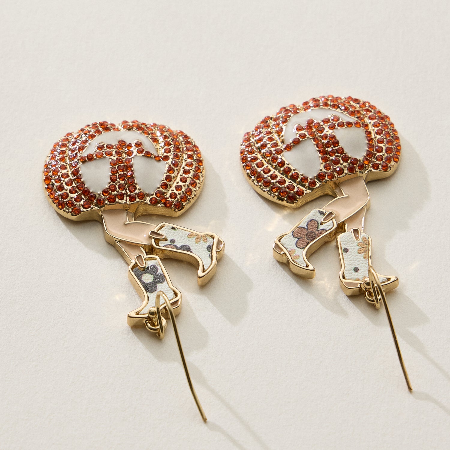 Western Witch Boots Pumpkin Halloween Earrings