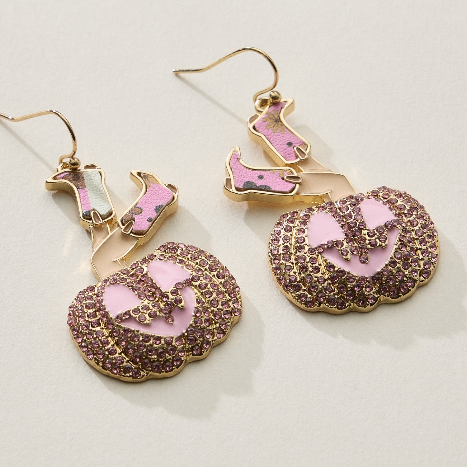 Western Witch Boots Pumpkin Halloween Earrings