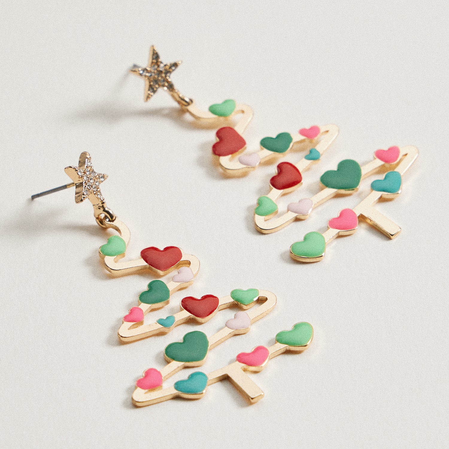 Christmas Tree & Hearts | Dangling Earrings
