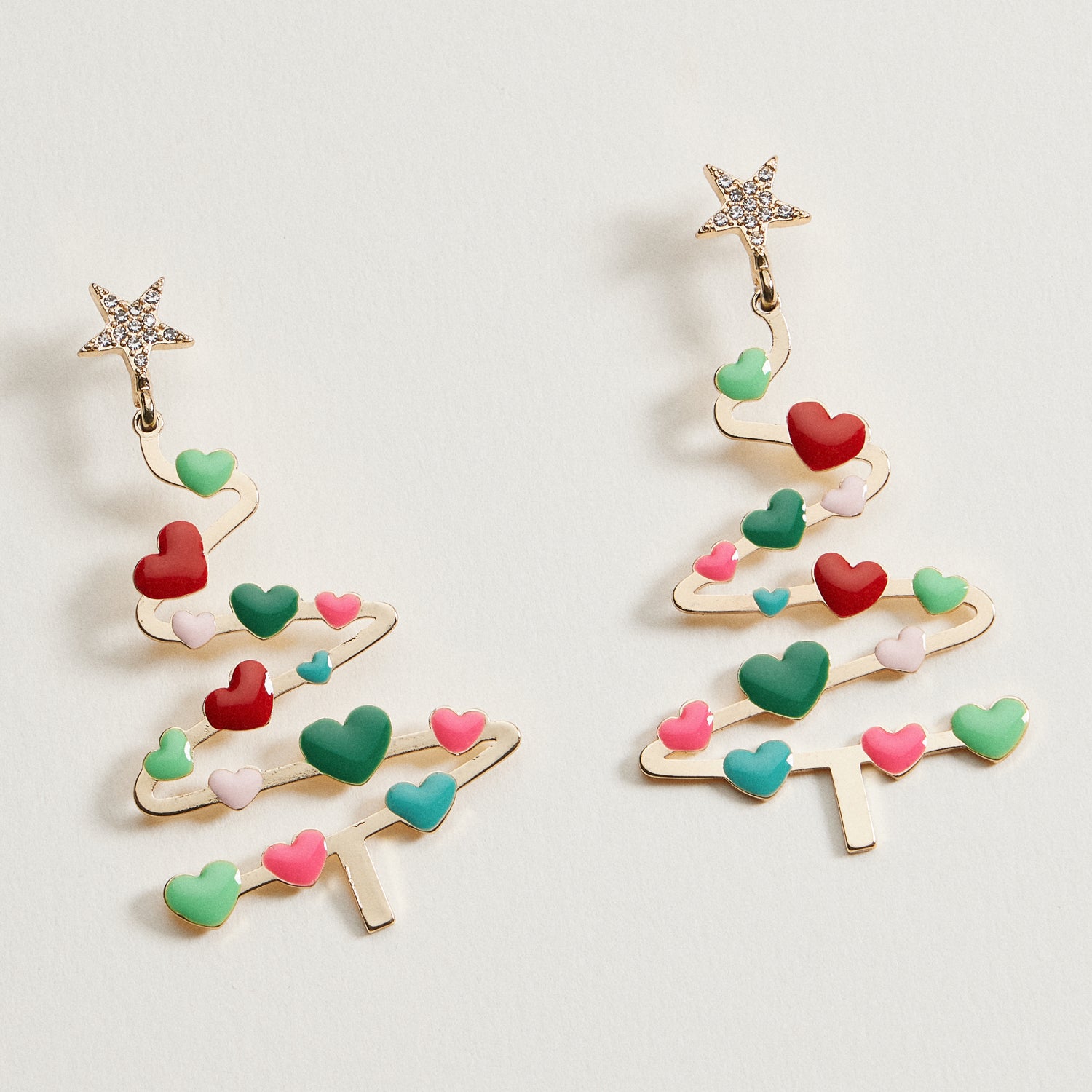 Christmas Tree & Hearts | Dangling Earrings
