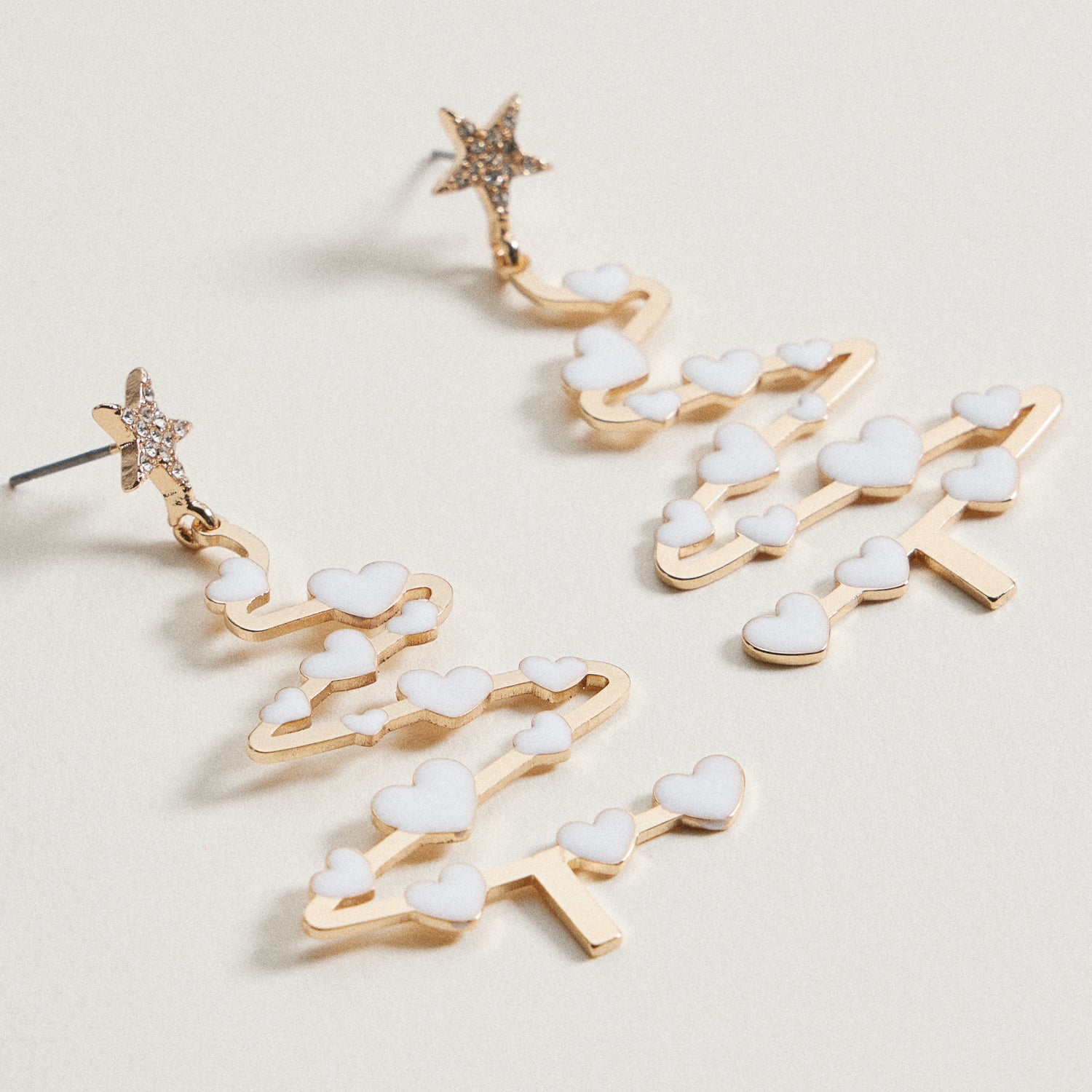 Christmas Tree & Hearts | Dangling Earrings