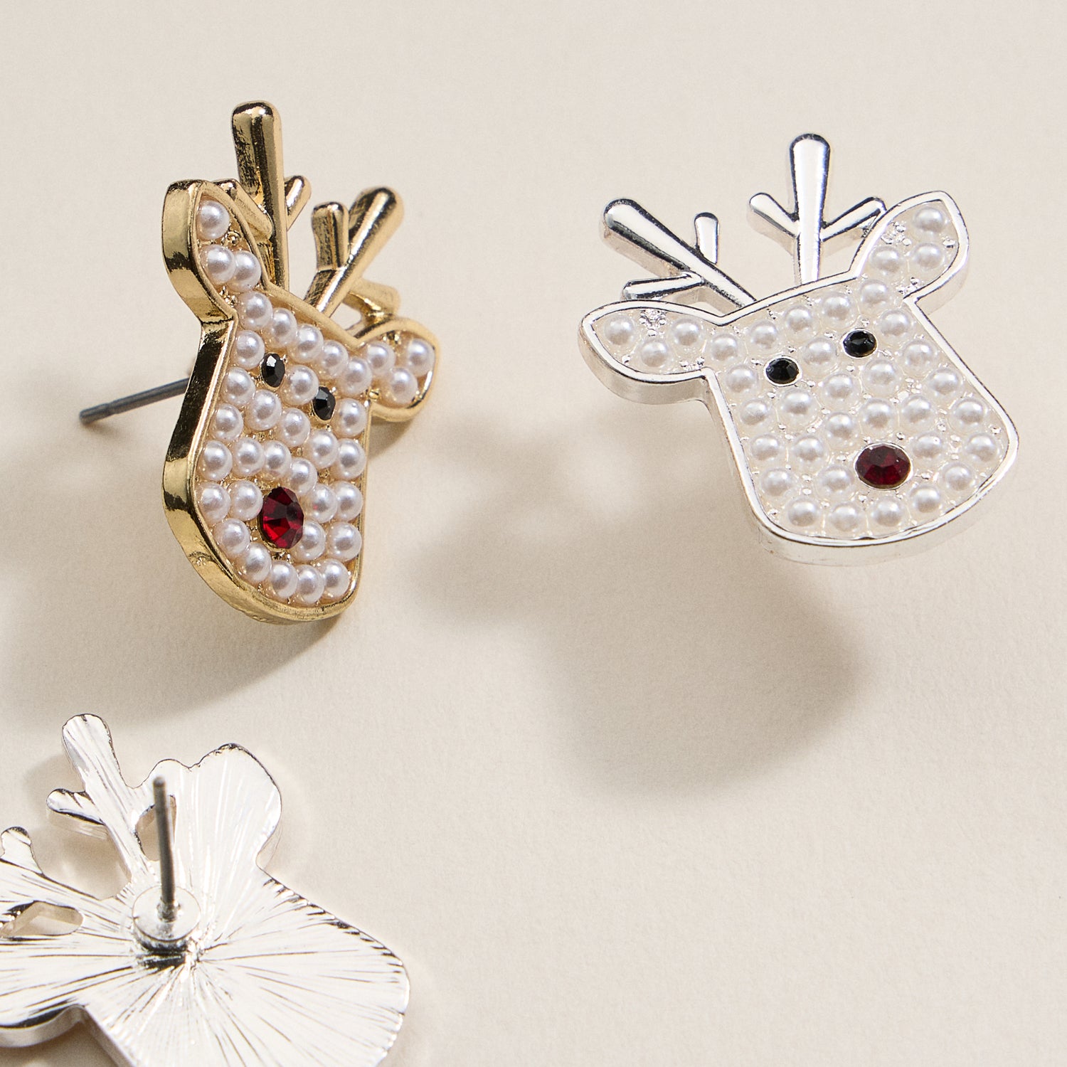 Christmas Rudolph Head Stud Earrings