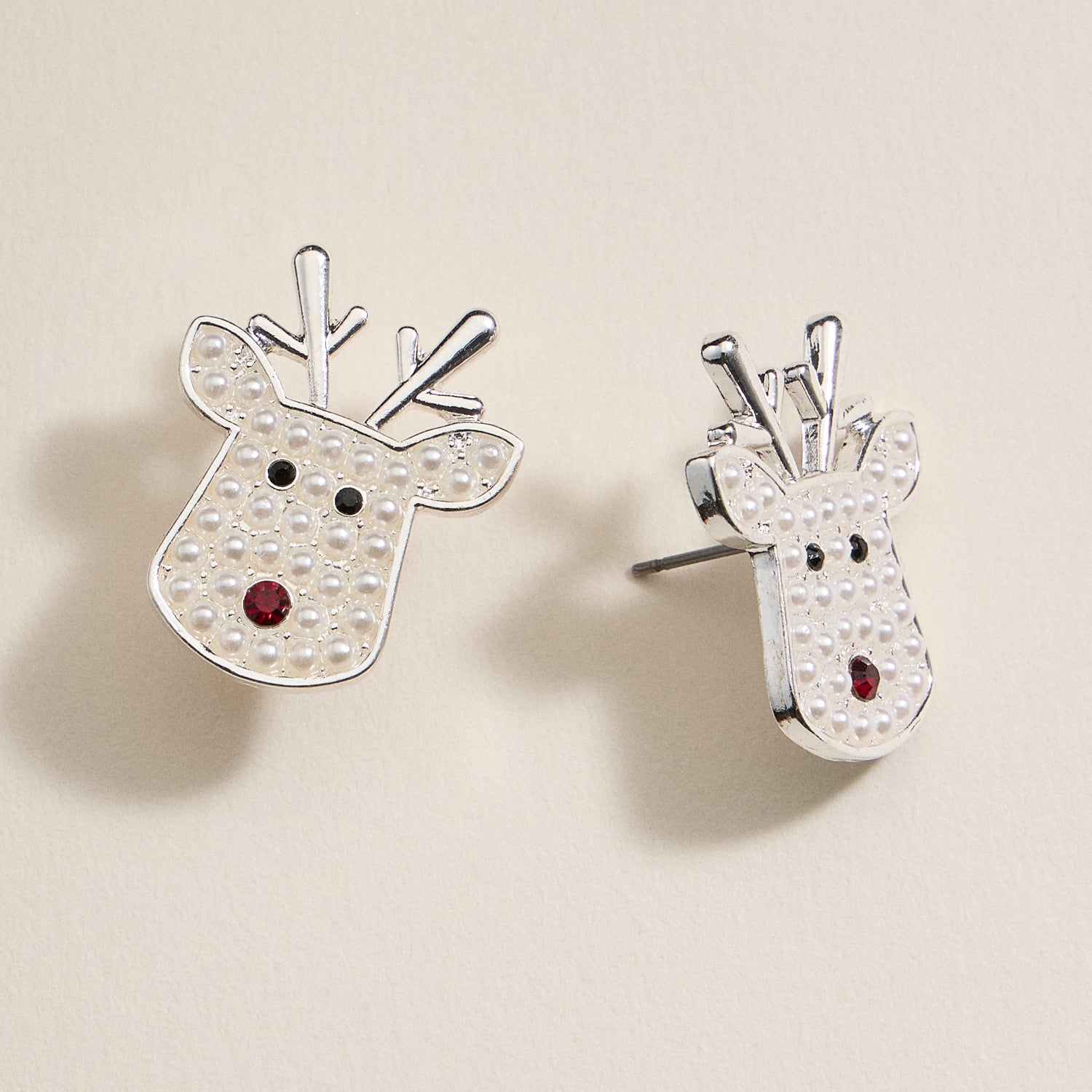Christmas Rudolph Head Stud Earrings