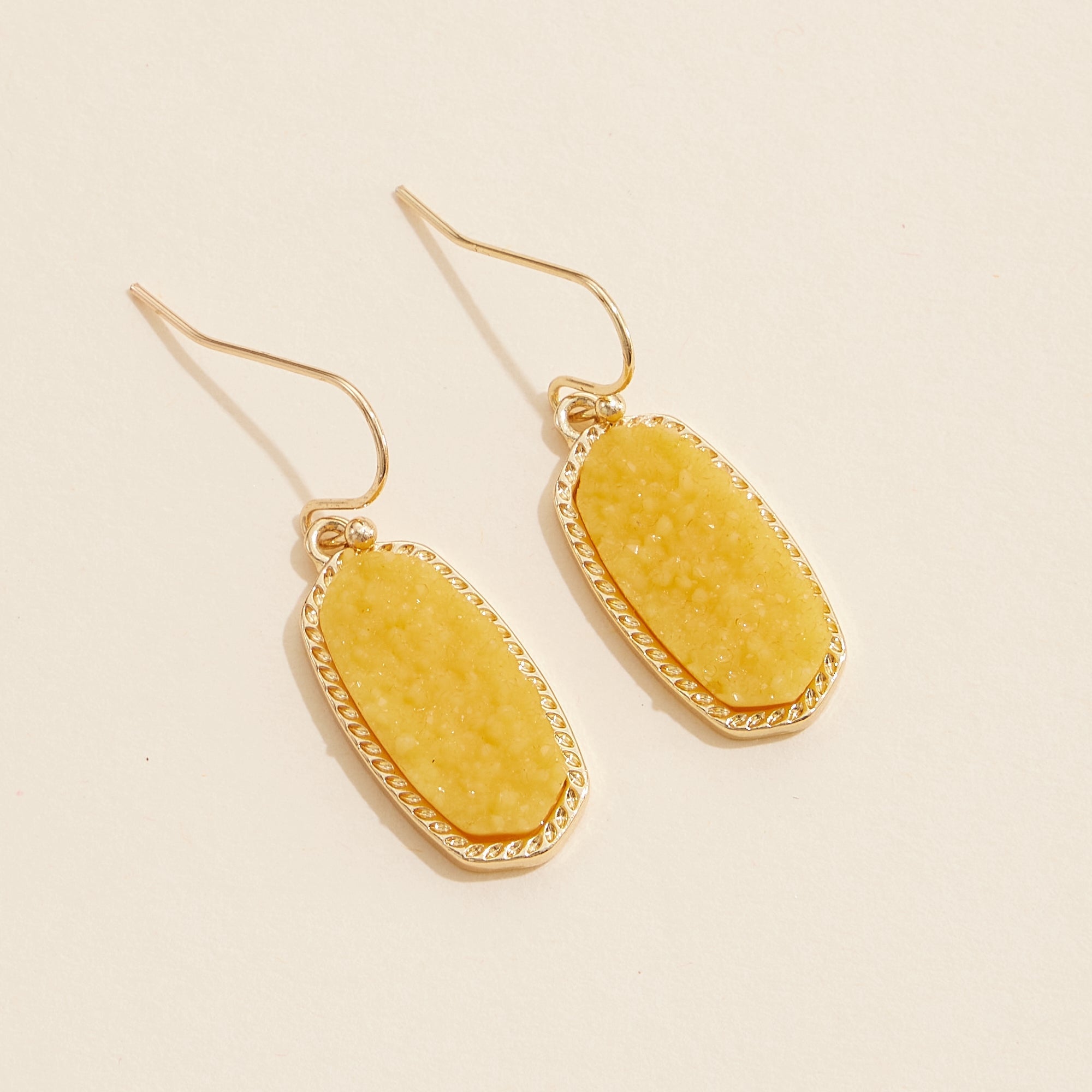 Oval Druzy Stone Elegant Drop Earrings - Frem