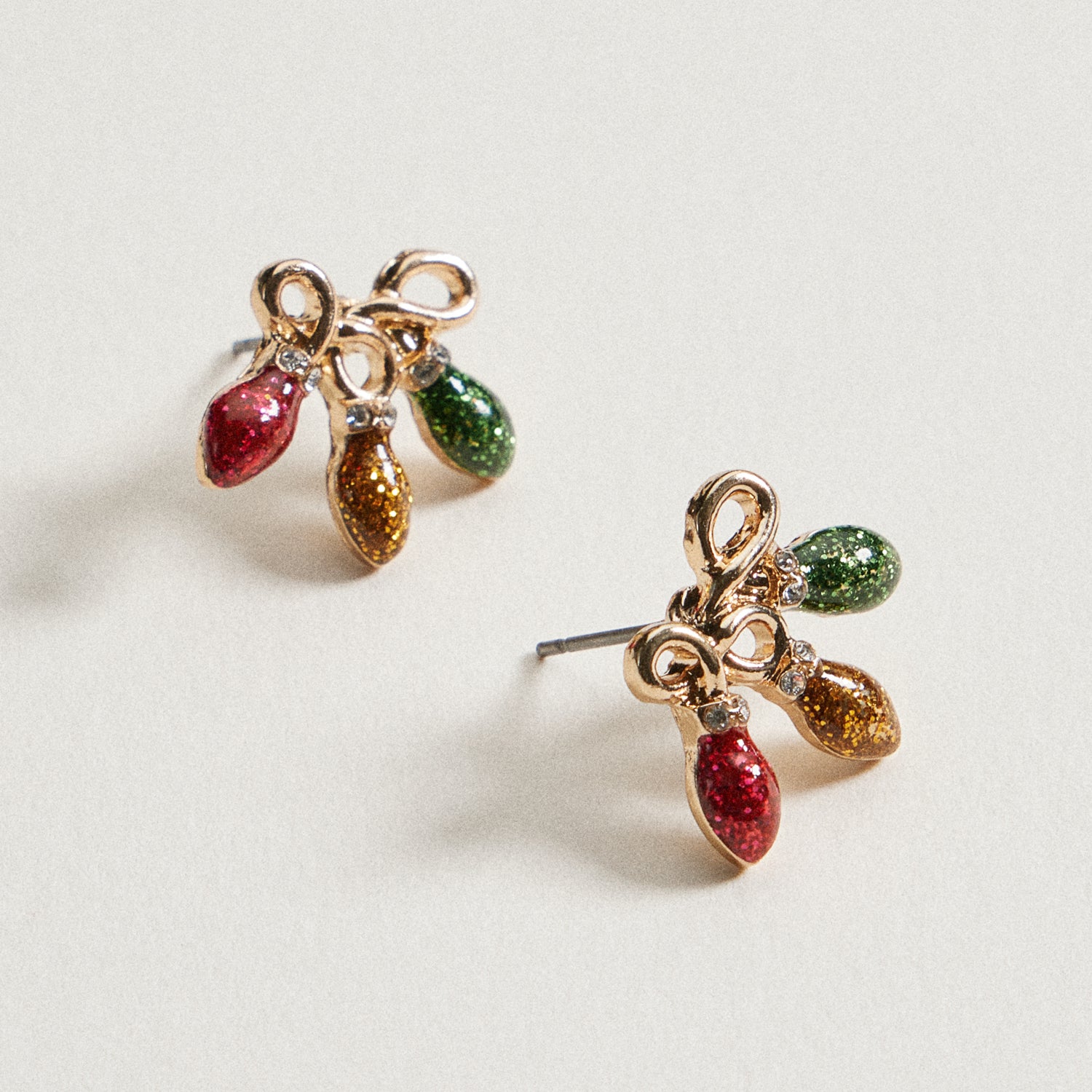 Glitter Christmas Light Stud Earrings